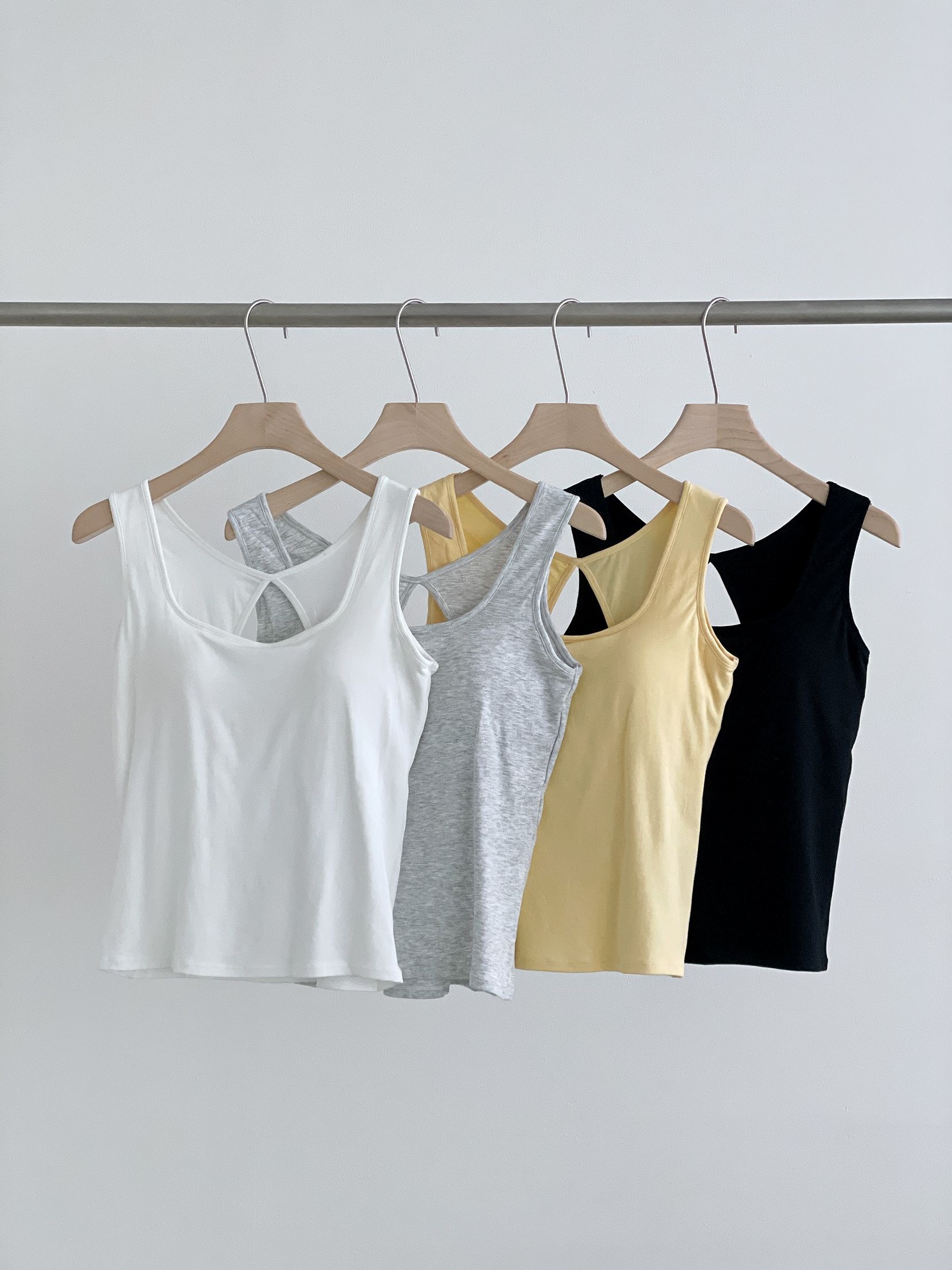 コットンラウンドネックベーシックスリムキャミソールカップ付 | 詳細画像2