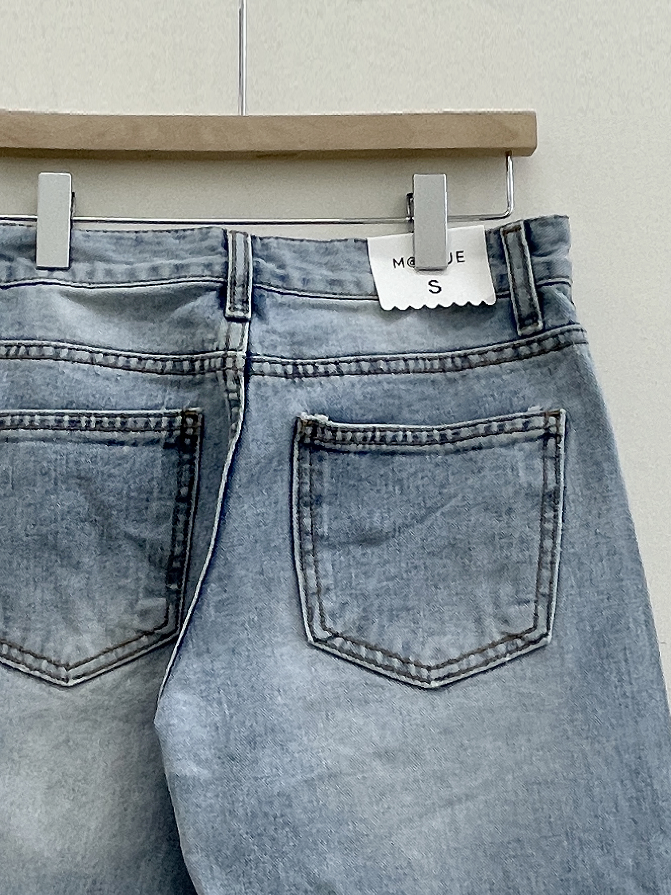 デニムコットンジップアップバックルウォッシングポケットローライズロングワイドループバックポケットライトブルーディープブルーデニムパンツ | 詳細画像18