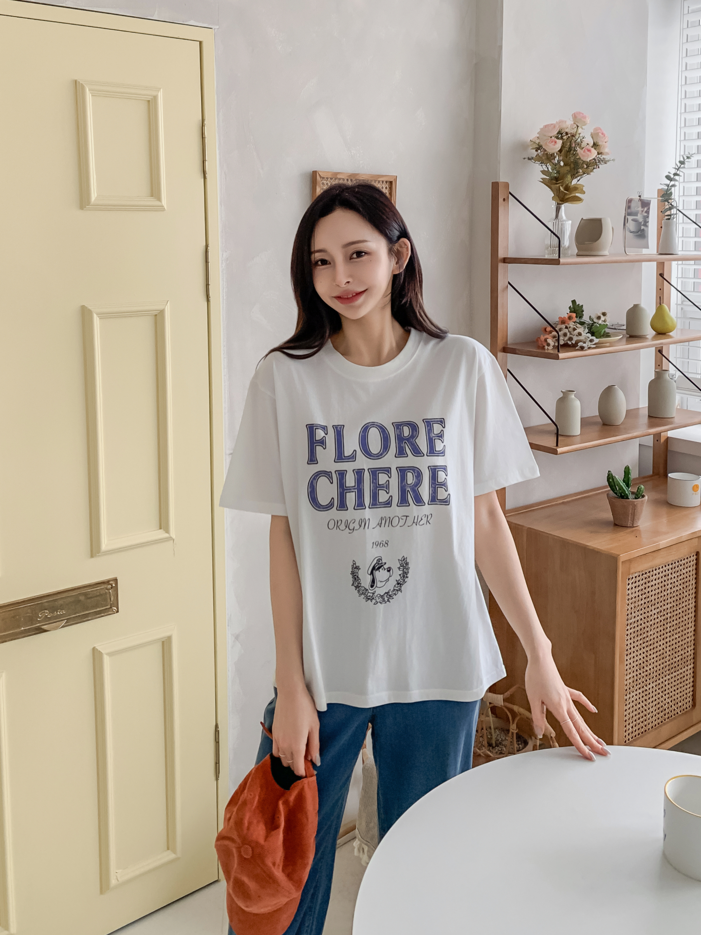 コットンラウンドネックルーズ半袖レタリングTシャツ | 詳細画像2