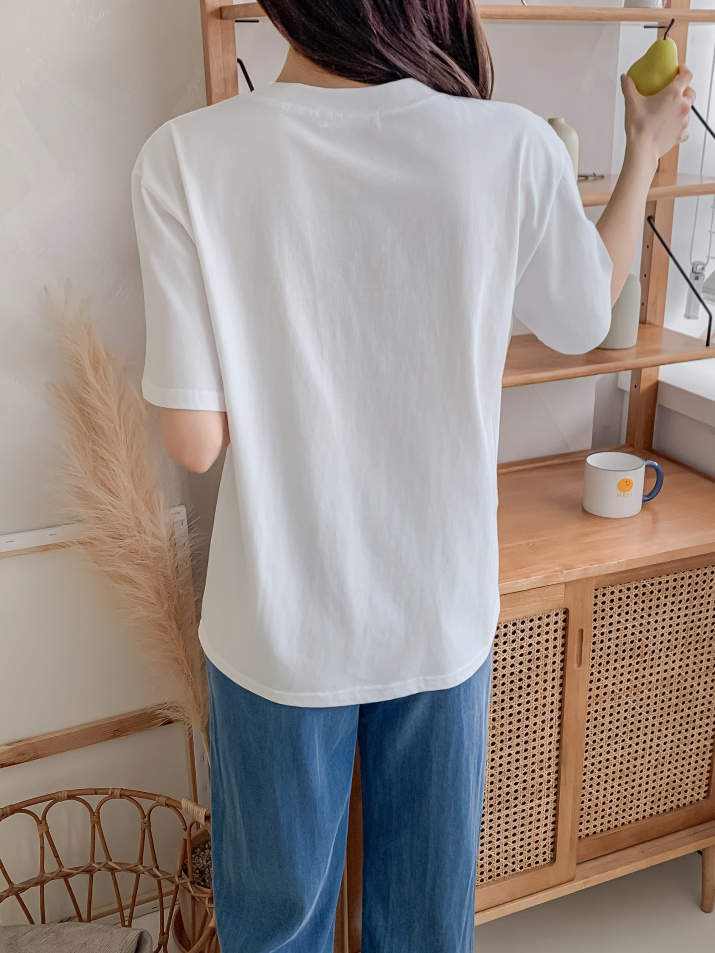 コットンラウンドネックルーズ半袖レタリングTシャツ | 詳細画像5