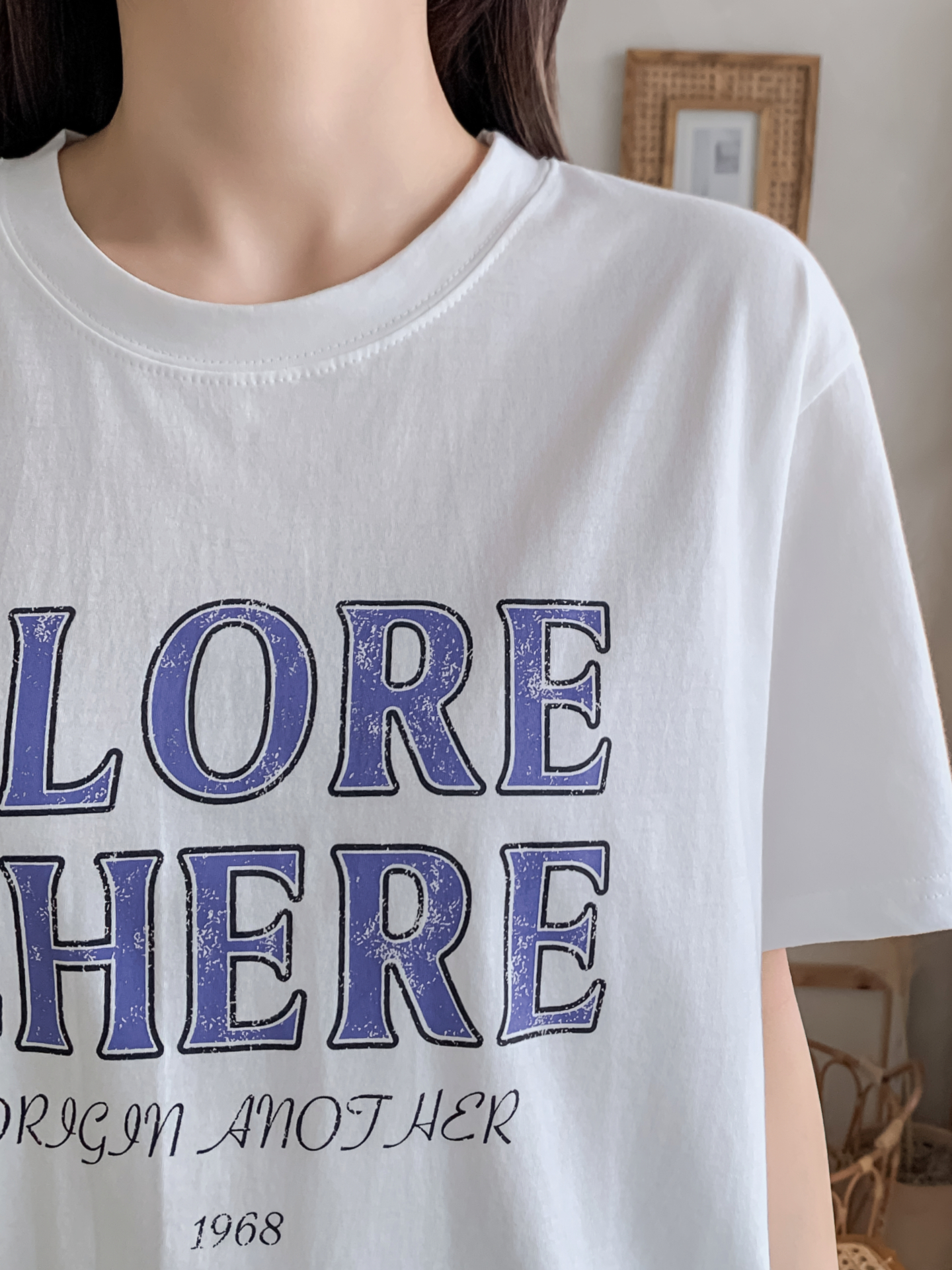 コットンラウンドネックルーズ半袖レタリングTシャツ | 詳細画像12