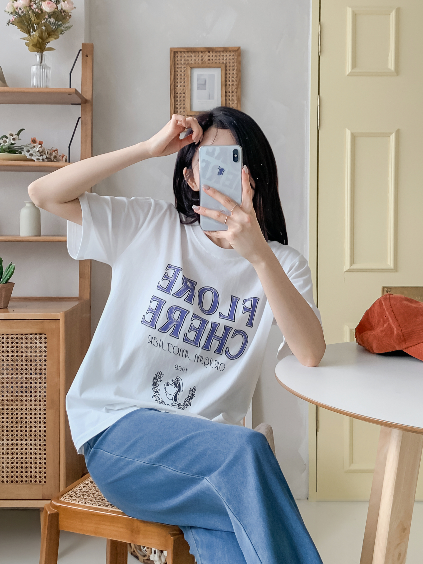 コットンラウンドネックルーズ半袖レタリングTシャツ | 詳細画像17