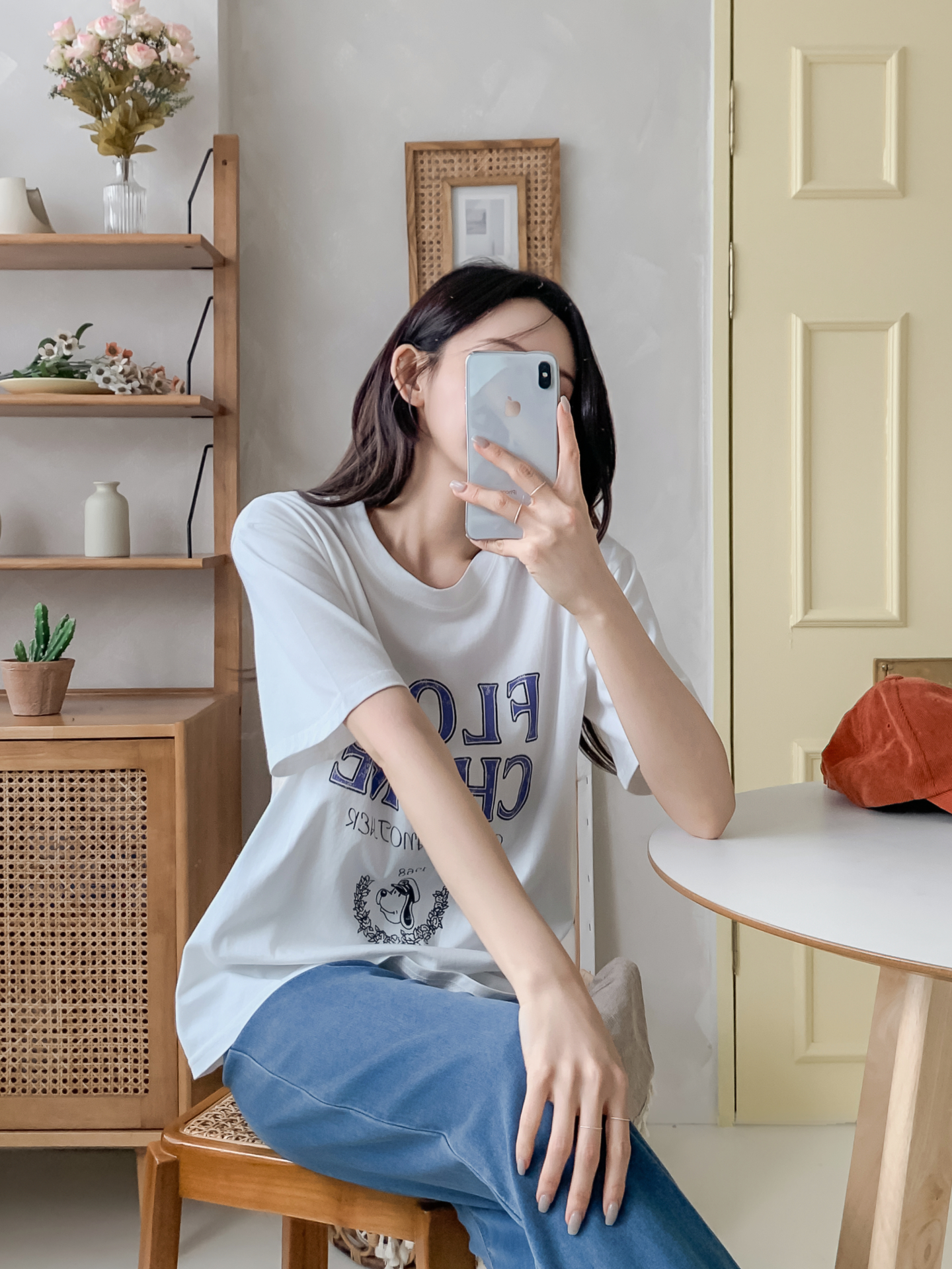 コットンラウンドネックルーズ半袖レタリングTシャツ | 詳細画像18