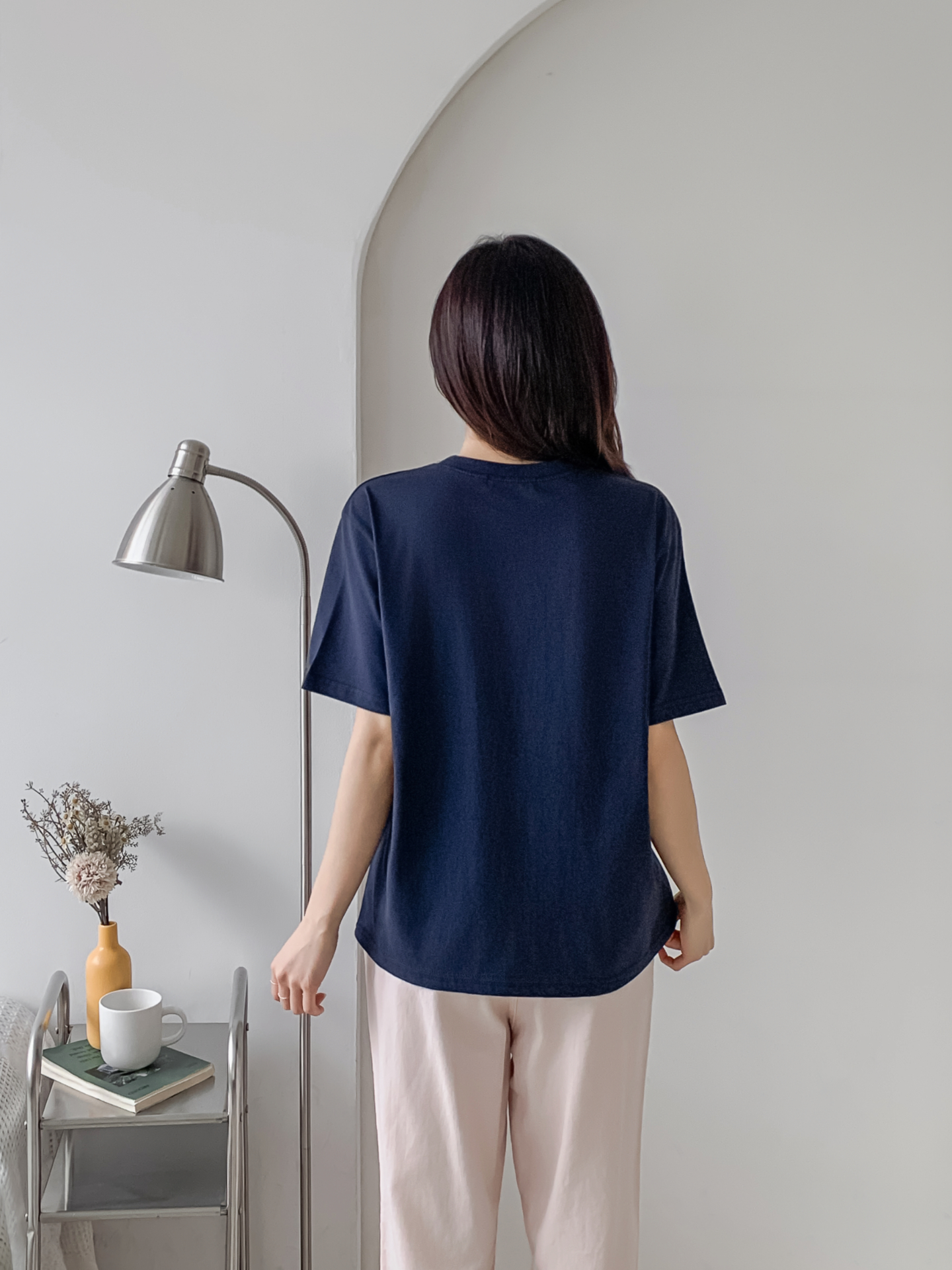 コットンラウンドネックルーズ半袖レタリングTシャツ | 詳細画像23