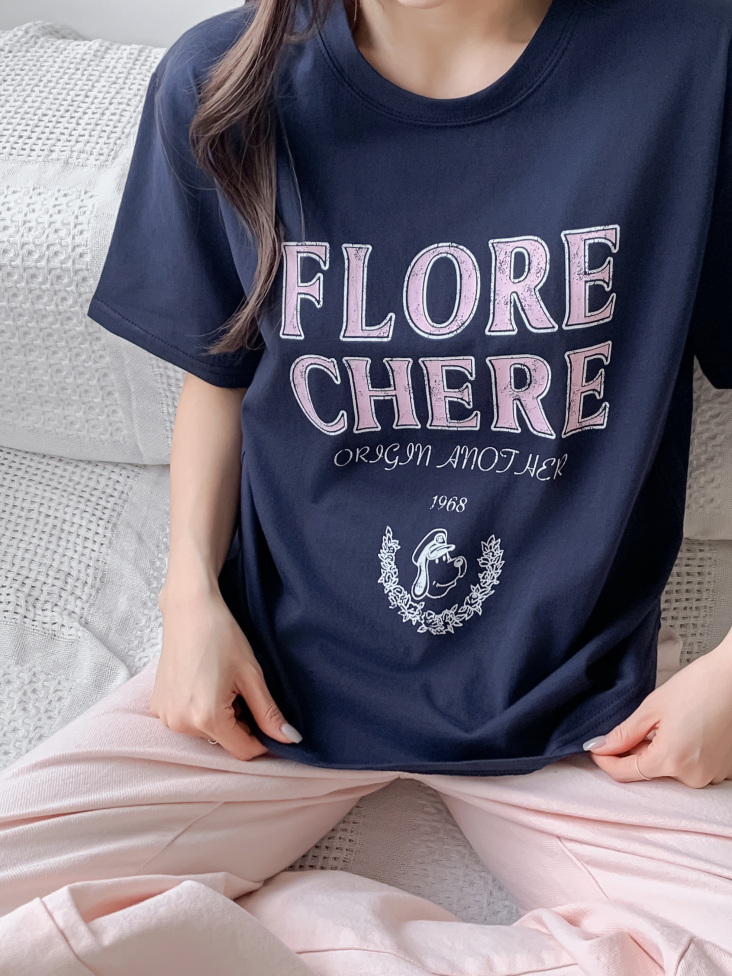 コットンラウンドネックルーズ半袖レタリングTシャツ | 詳細画像27