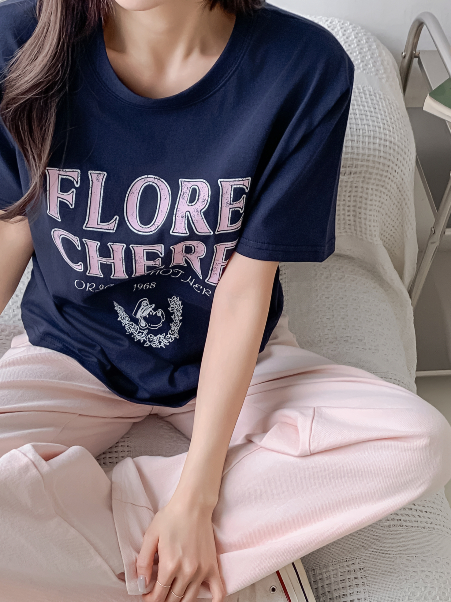 コットンラウンドネックルーズ半袖レタリングTシャツ | 詳細画像29