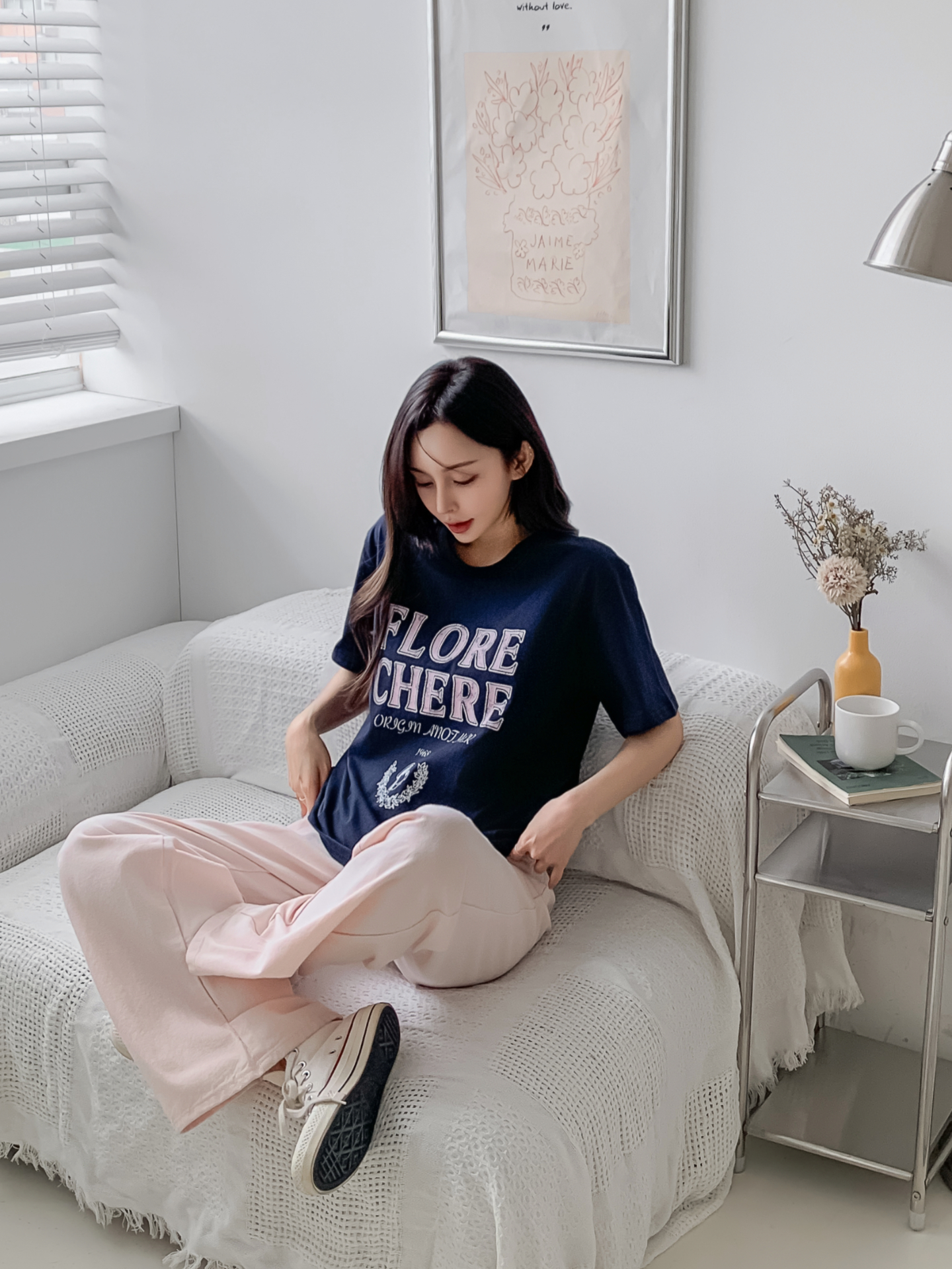 コットンラウンドネックルーズ半袖レタリングTシャツ | 詳細画像30