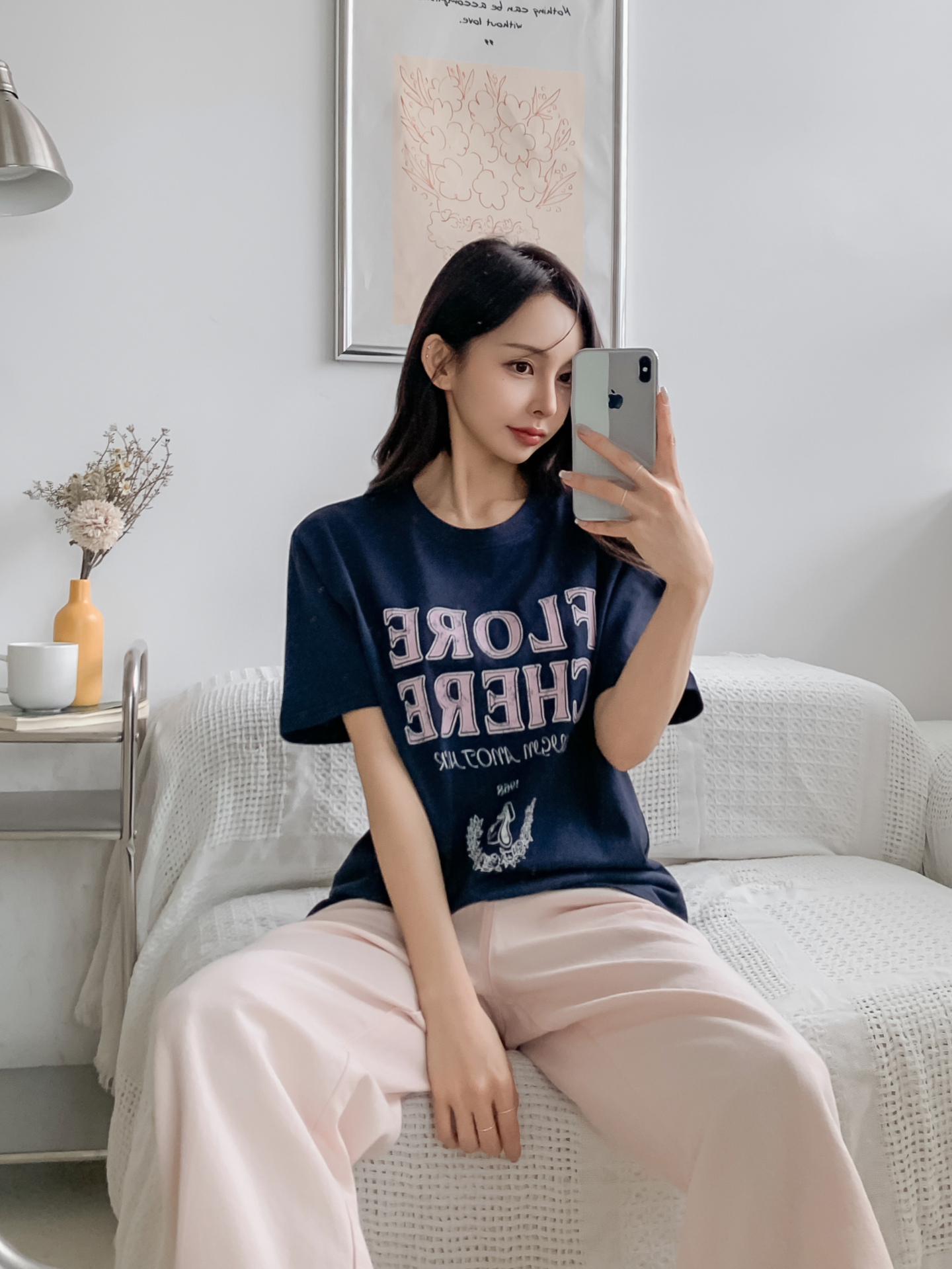 コットンラウンドネックルーズ半袖レタリングTシャツ | 詳細画像31