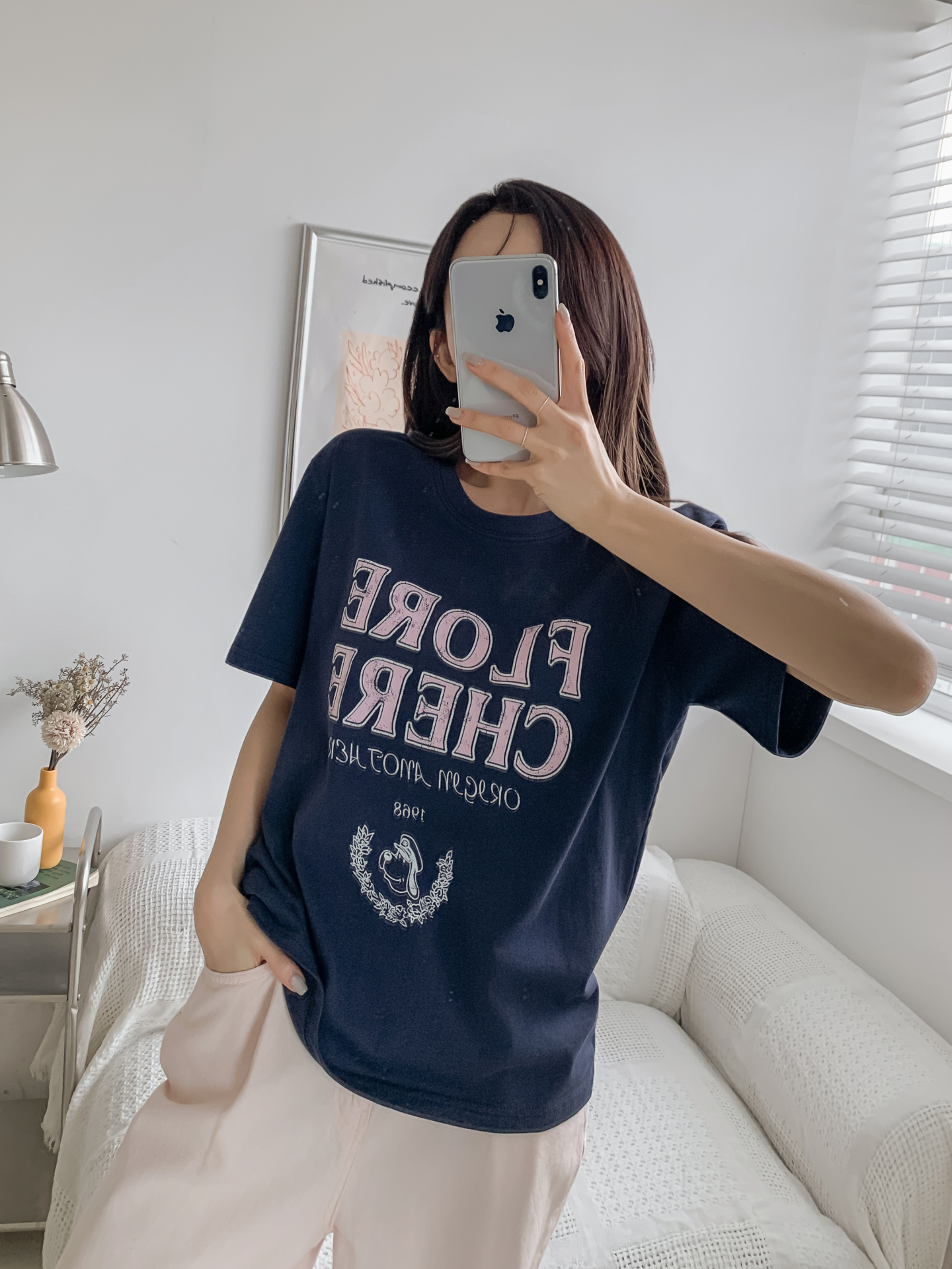 コットンラウンドネックルーズ半袖レタリングTシャツ | 詳細画像33