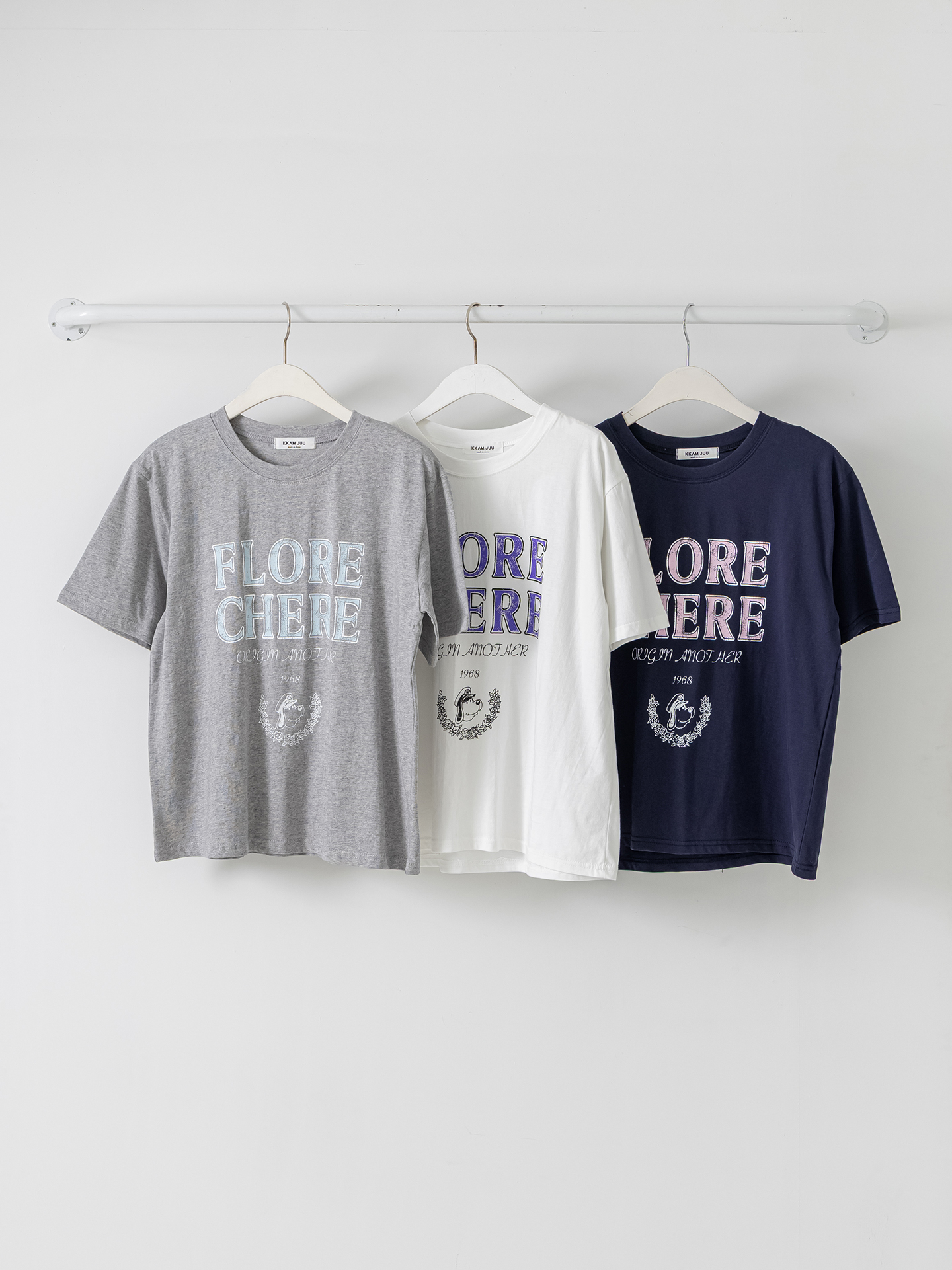 コットンラウンドネックルーズ半袖レタリングTシャツ | 詳細画像34