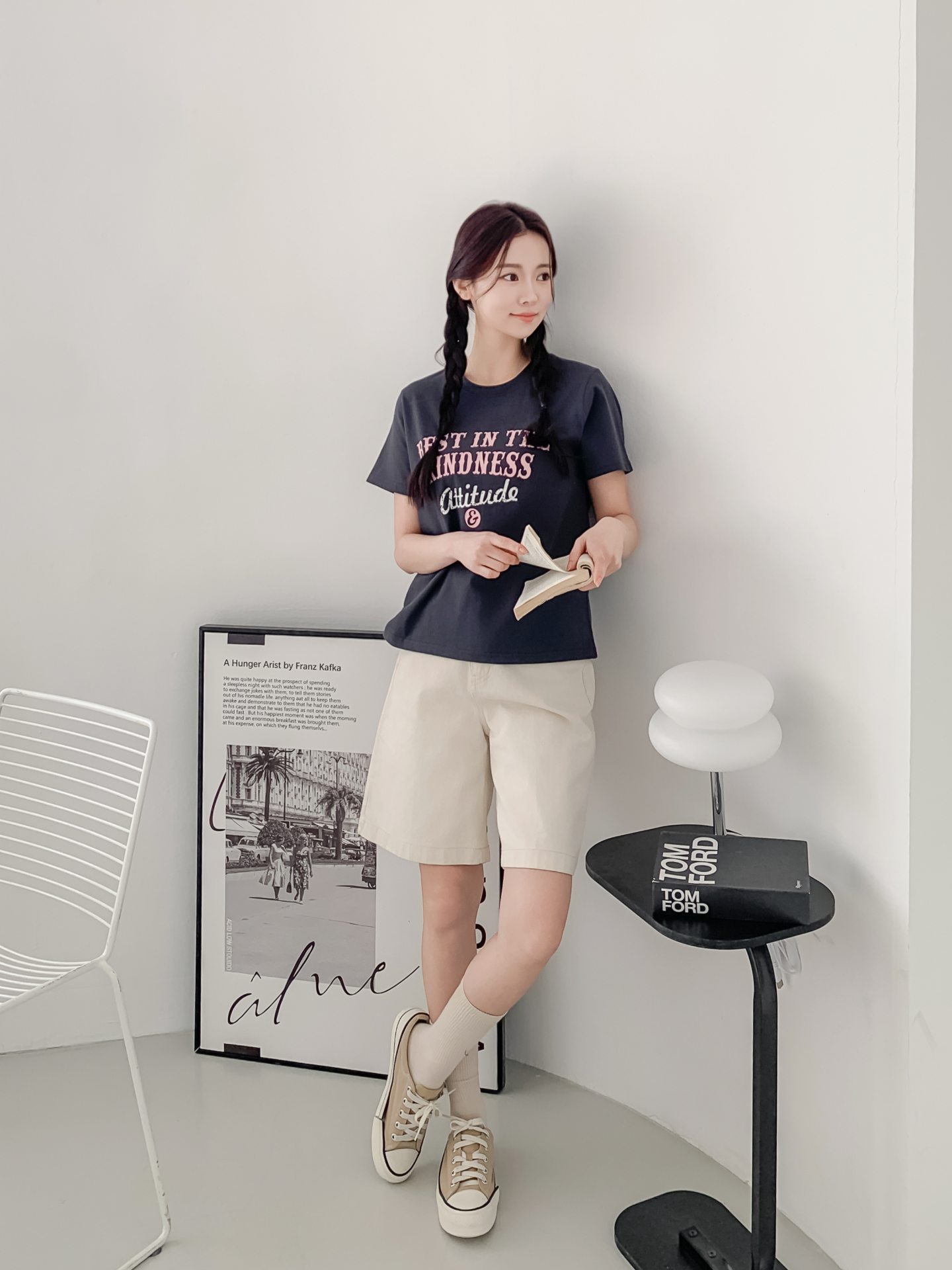 コットンラウンドネックベーシック半袖レタリングTシャツ | 詳細画像29