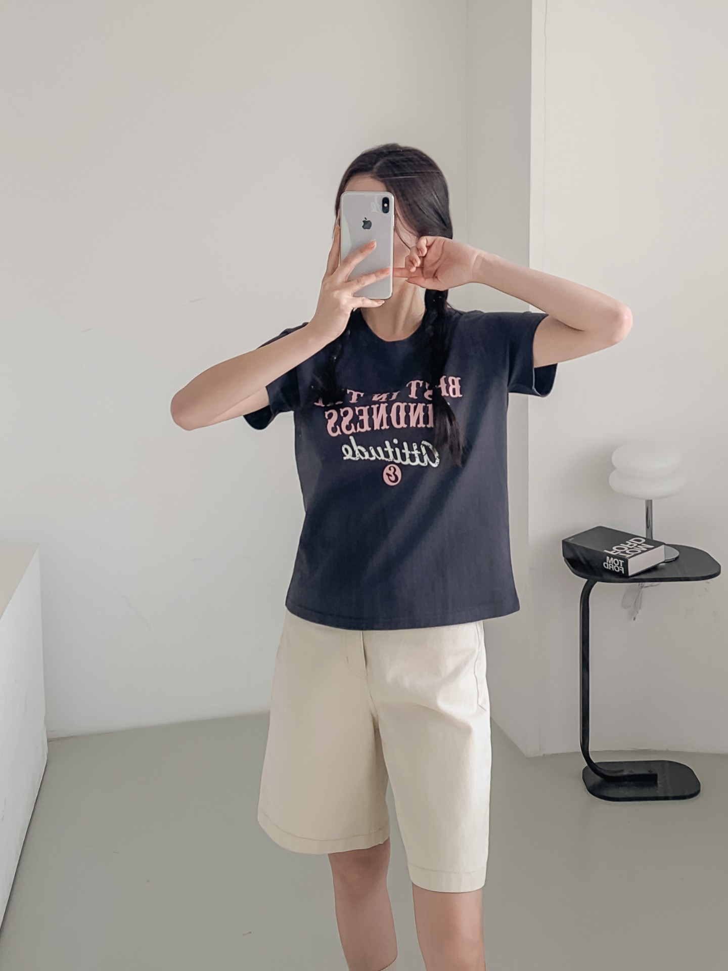 コットンラウンドネックベーシック半袖レタリングTシャツ | 詳細画像32