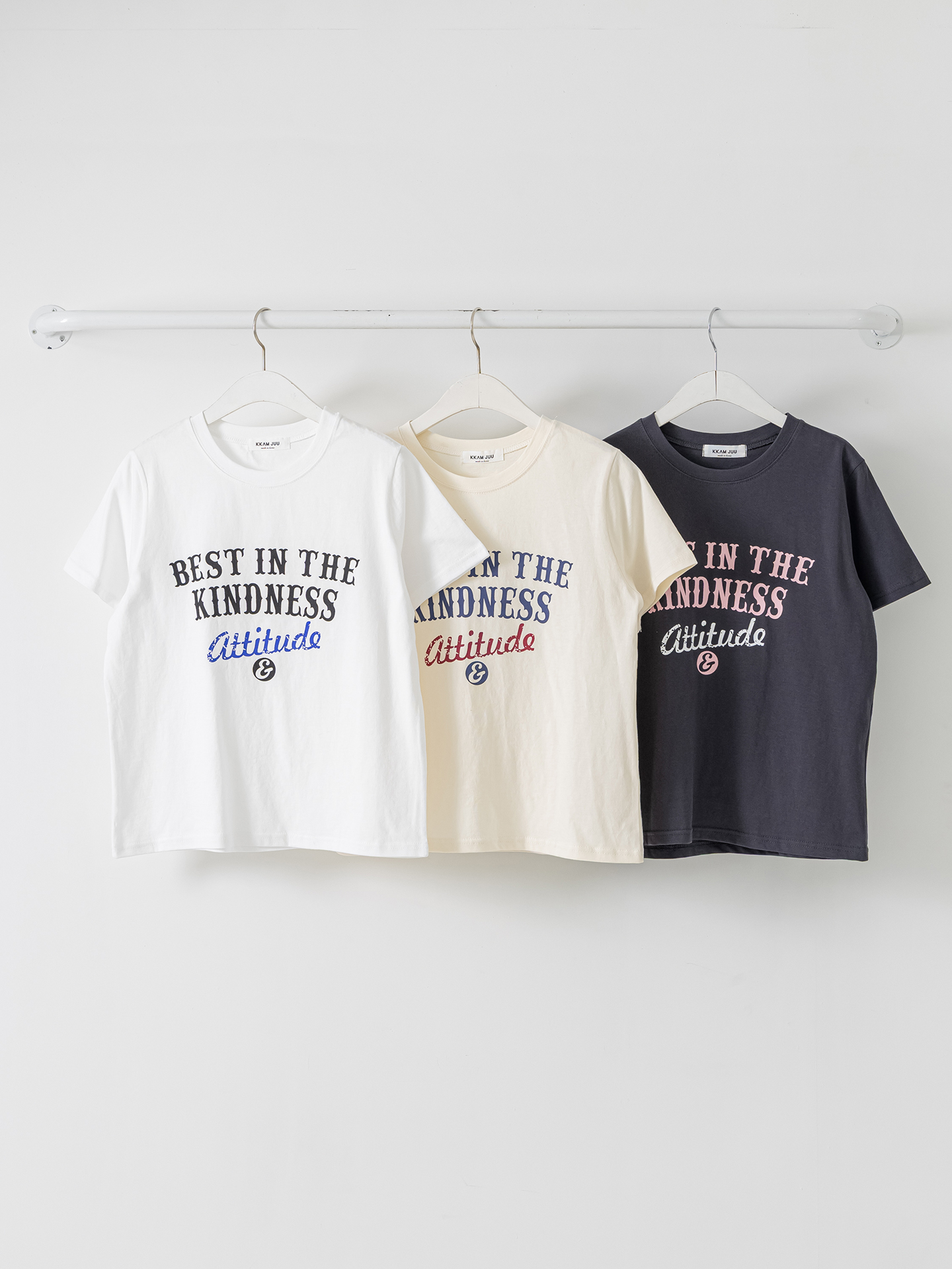 コットンラウンドネックベーシック半袖レタリングTシャツ | 詳細画像33