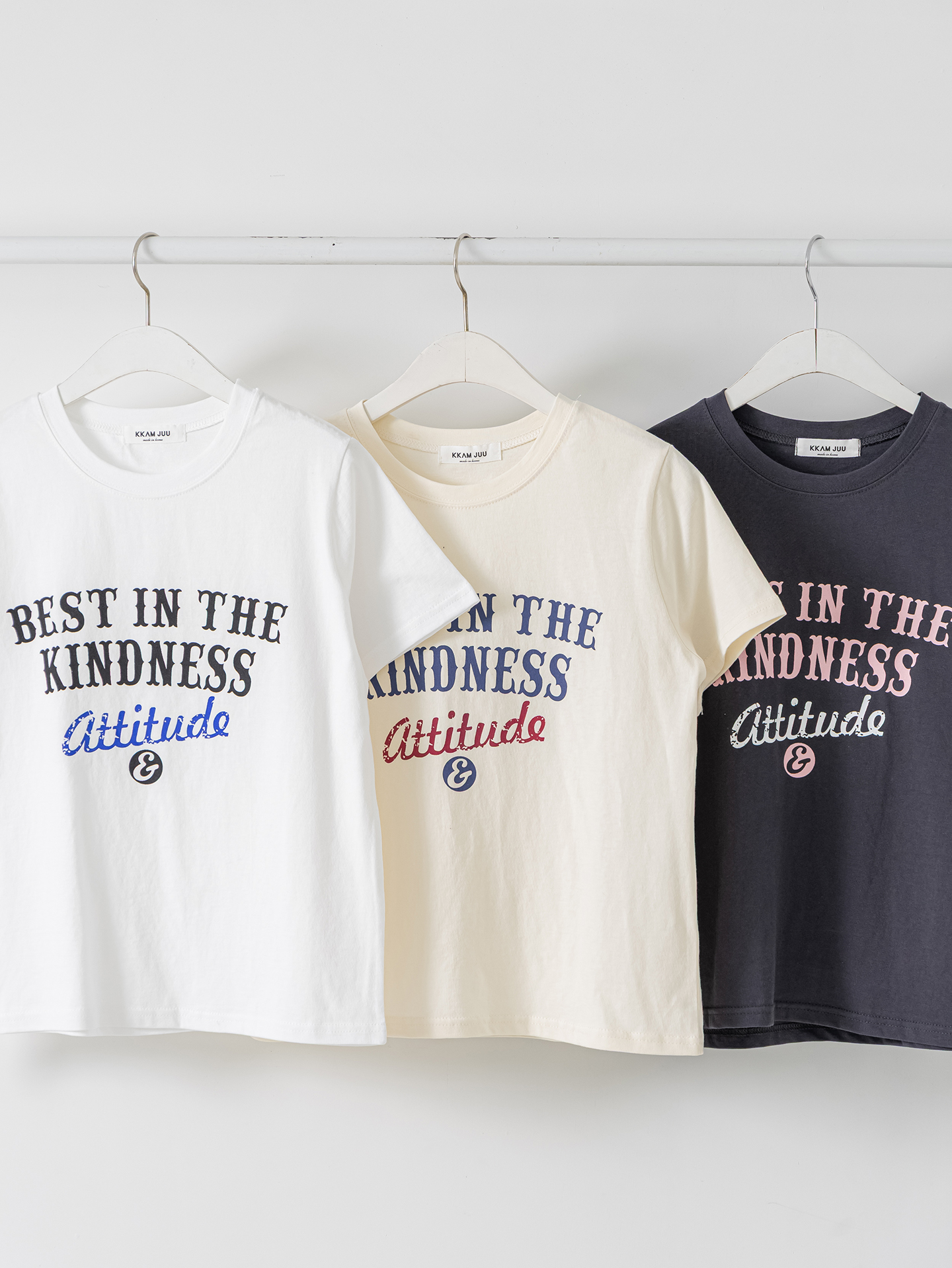 コットンラウンドネックベーシック半袖レタリングTシャツ | 詳細画像34