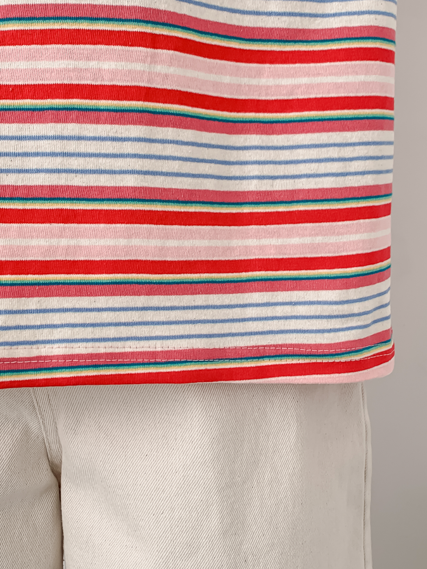 コットンラウンドネックオーバーサイズルーズ半袖ボーダーTシャツ | 詳細画像26