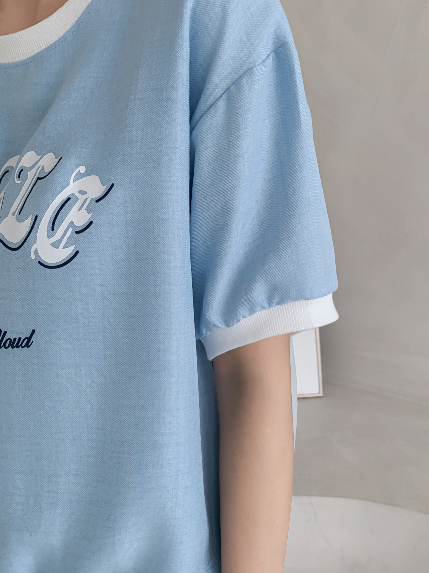 配色ルーズ半袖ドロップショルダーレタリングスウェット | 詳細画像8