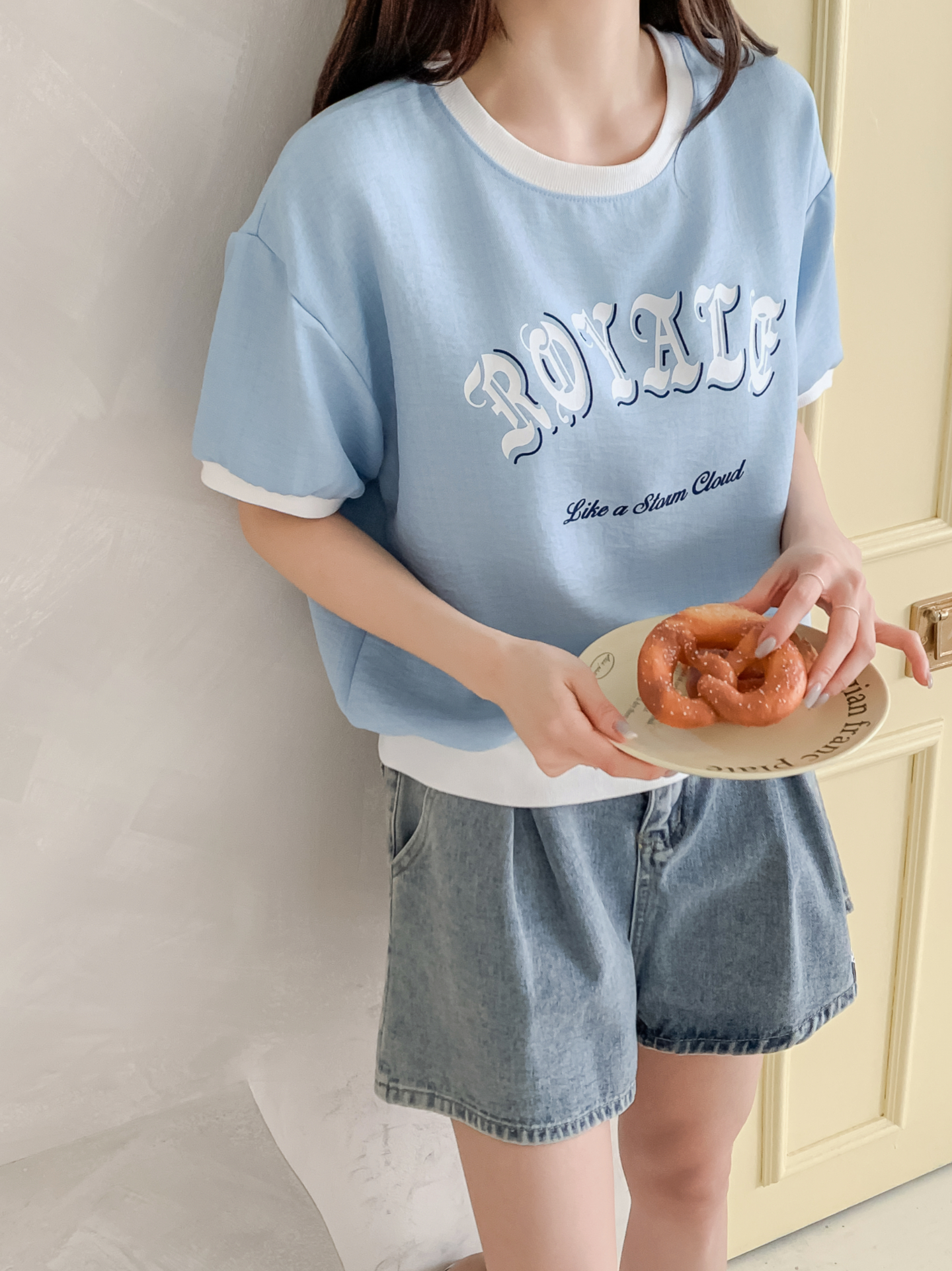 配色ルーズ半袖ドロップショルダーレタリングスウェット | 詳細画像10