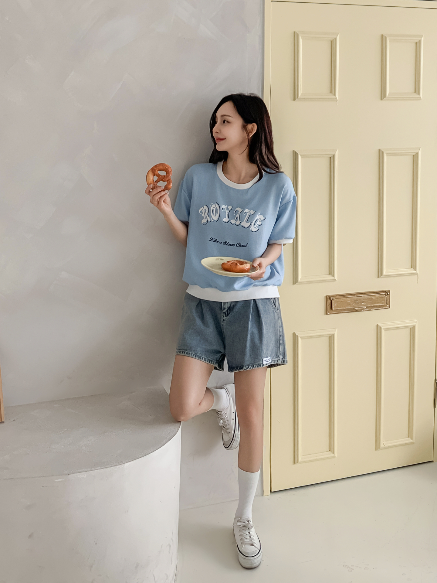 配色ルーズ半袖ドロップショルダーレタリングスウェット | 詳細画像11