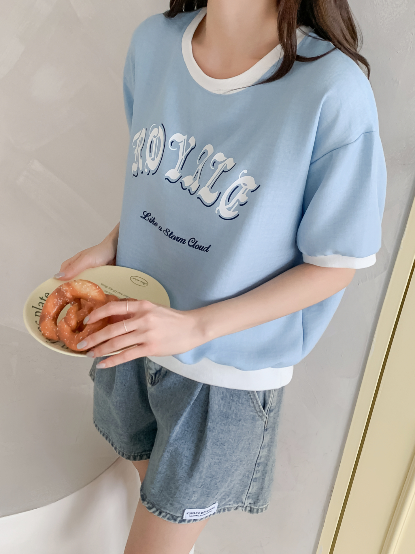 配色ルーズ半袖ドロップショルダーレタリングスウェット | 詳細画像12