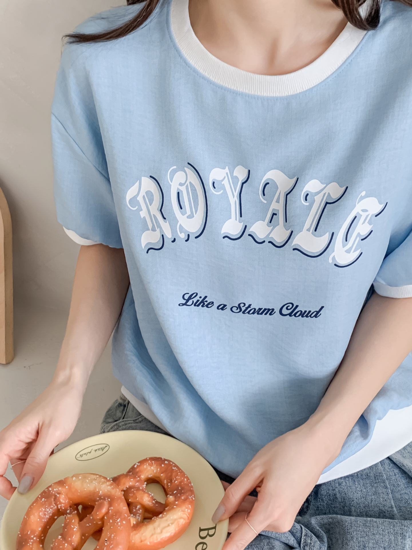 配色ルーズ半袖ドロップショルダーレタリングスウェット | 詳細画像14