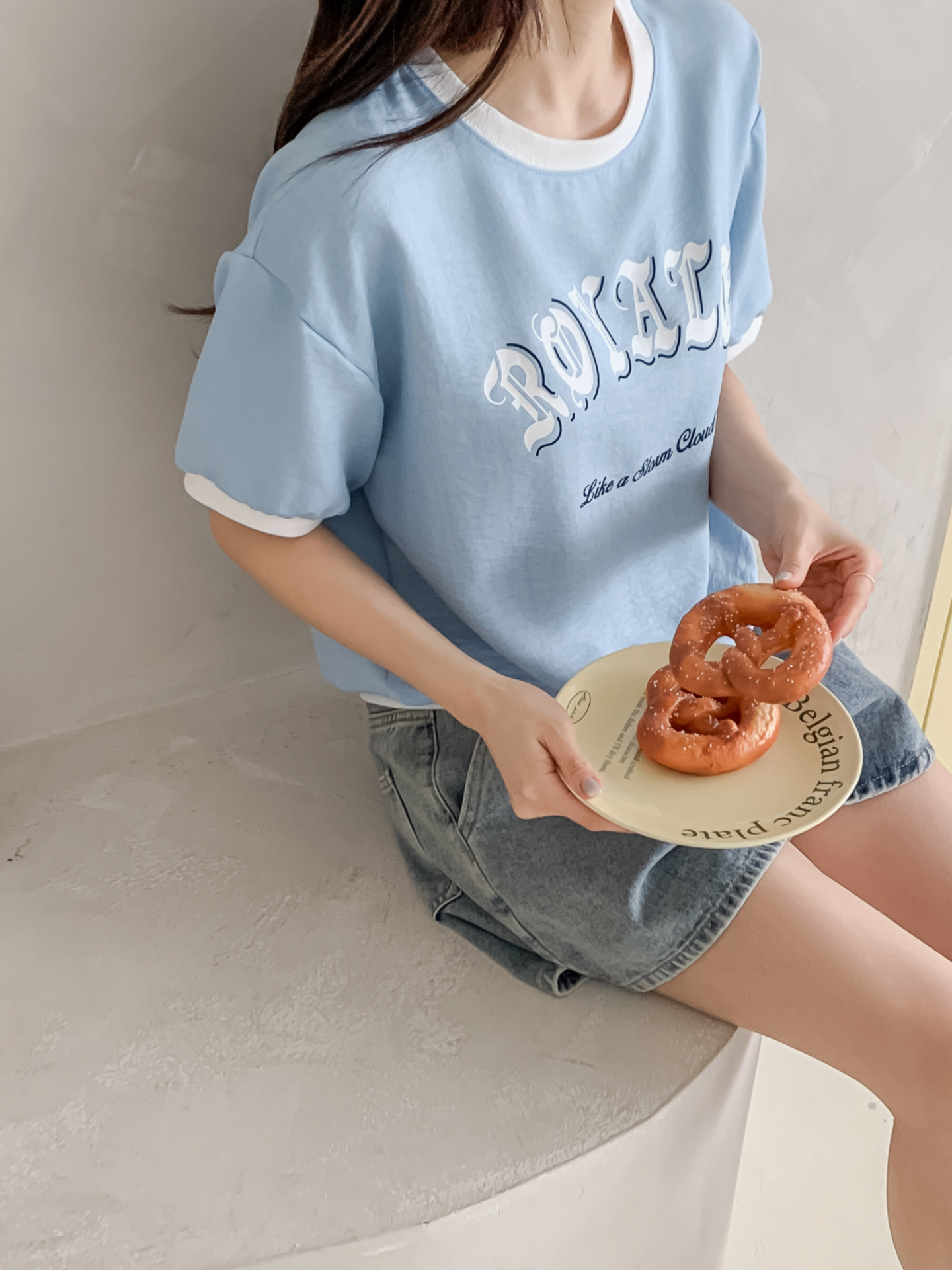 配色ルーズ半袖ドロップショルダーレタリングスウェット | 詳細画像15