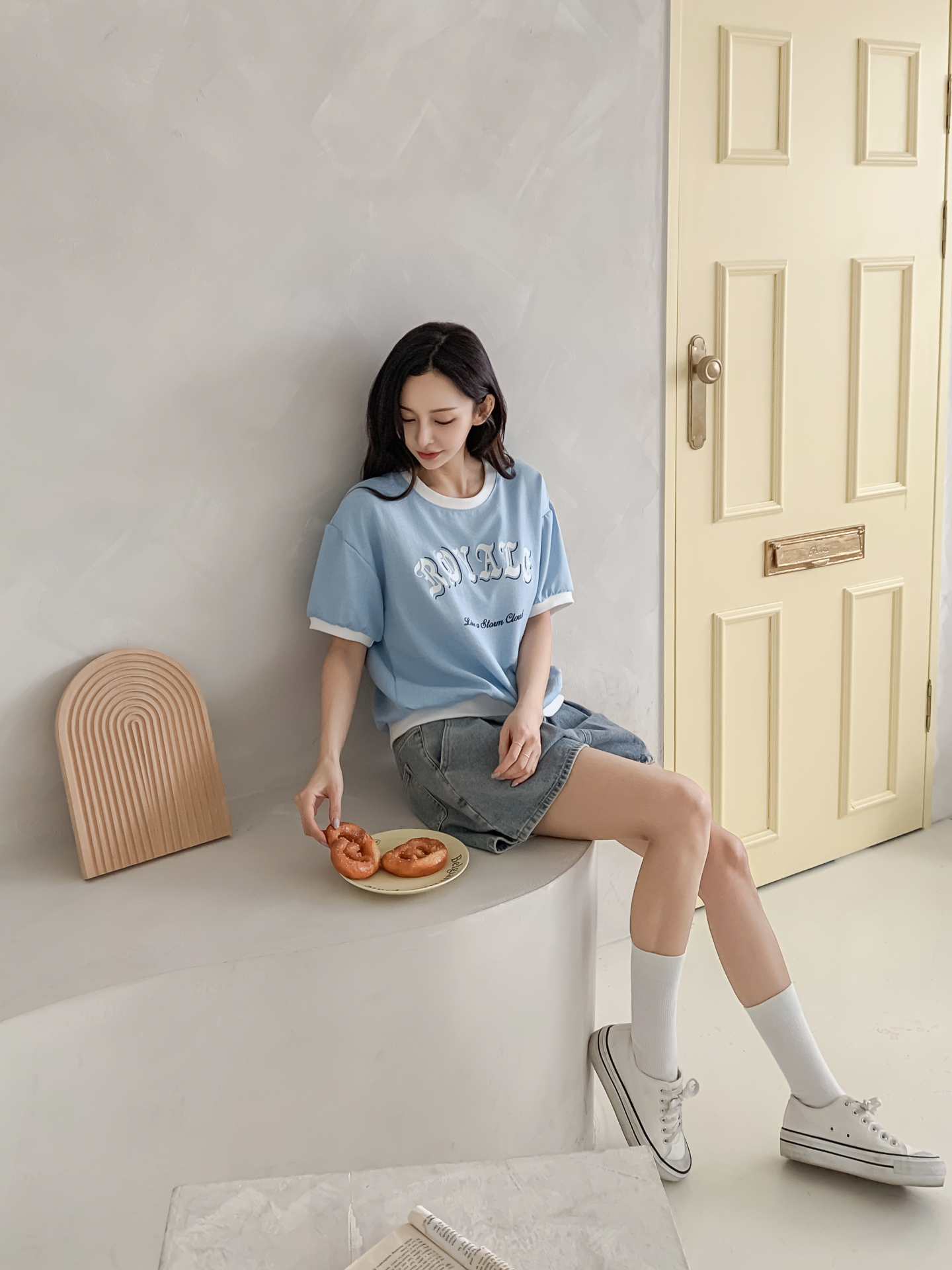 配色ルーズ半袖ドロップショルダーレタリングスウェット | 詳細画像16