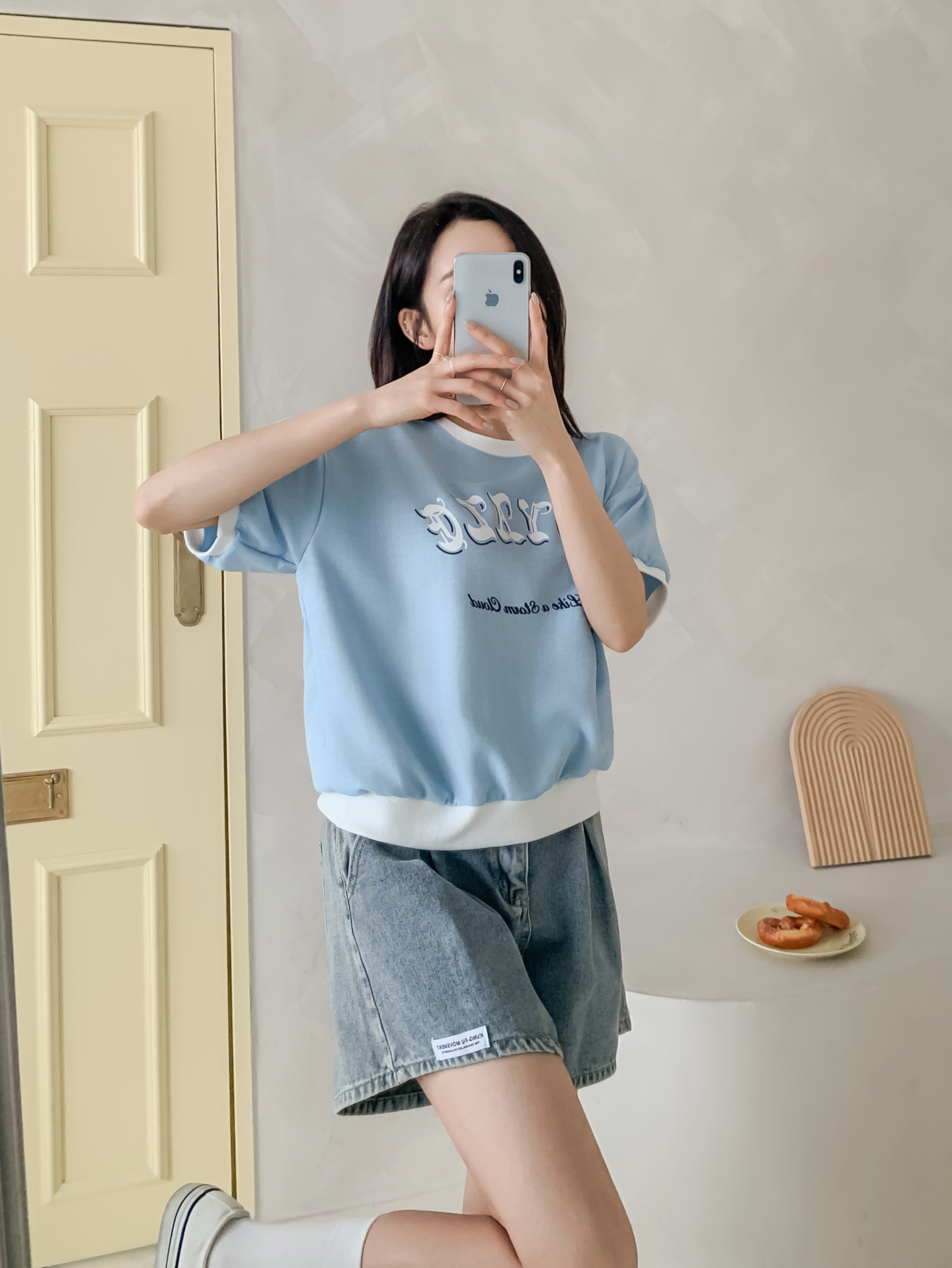 配色ルーズ半袖ドロップショルダーレタリングスウェット | 詳細画像18