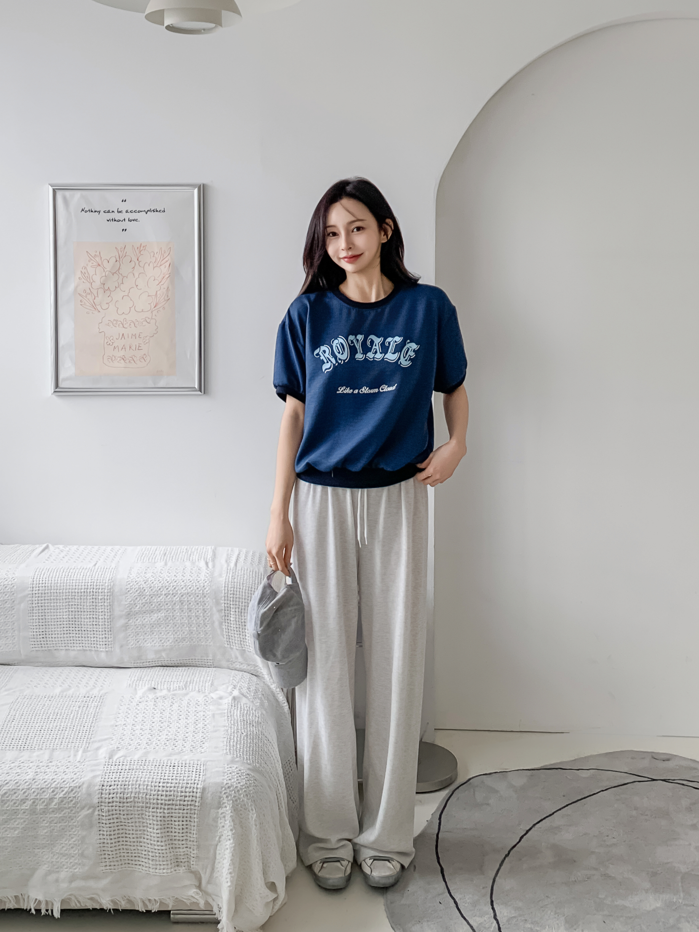 配色ルーズ半袖ドロップショルダーレタリングスウェット | 詳細画像19