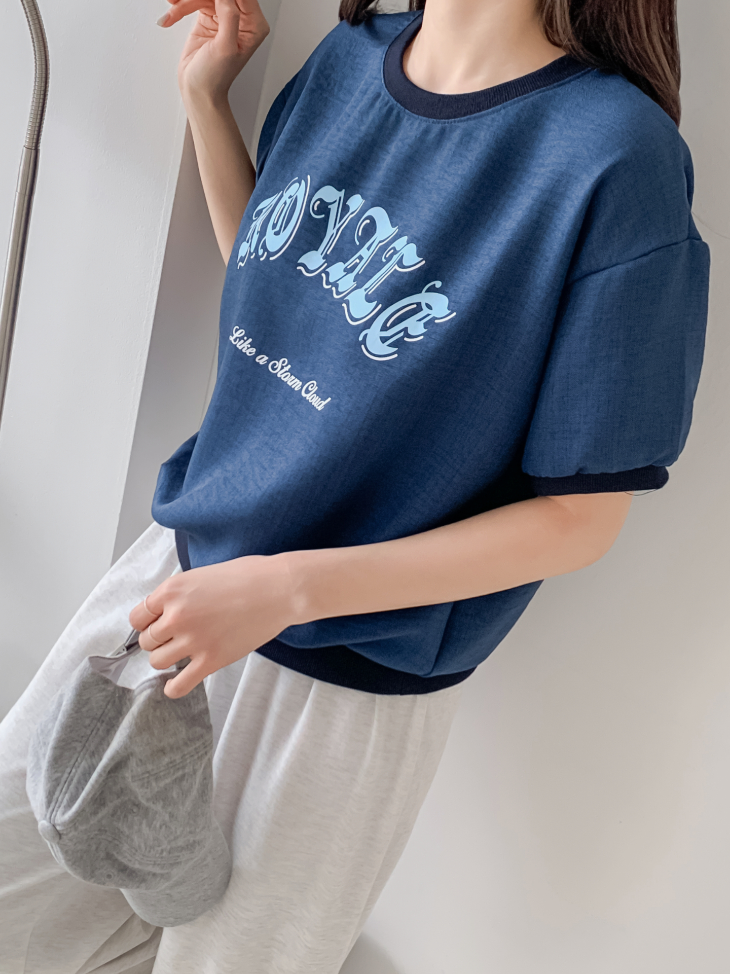 配色ルーズ半袖ドロップショルダーレタリングスウェット | 詳細画像24