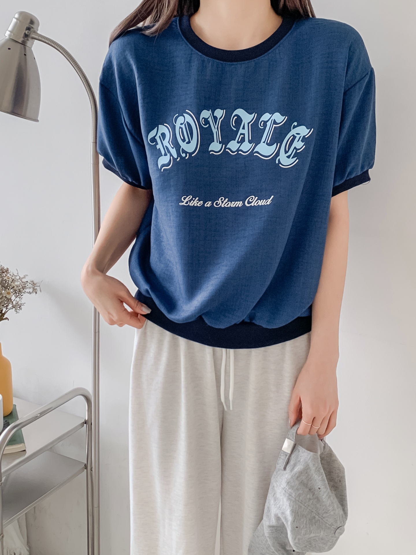 配色ルーズ半袖ドロップショルダーレタリングスウェット | 詳細画像25