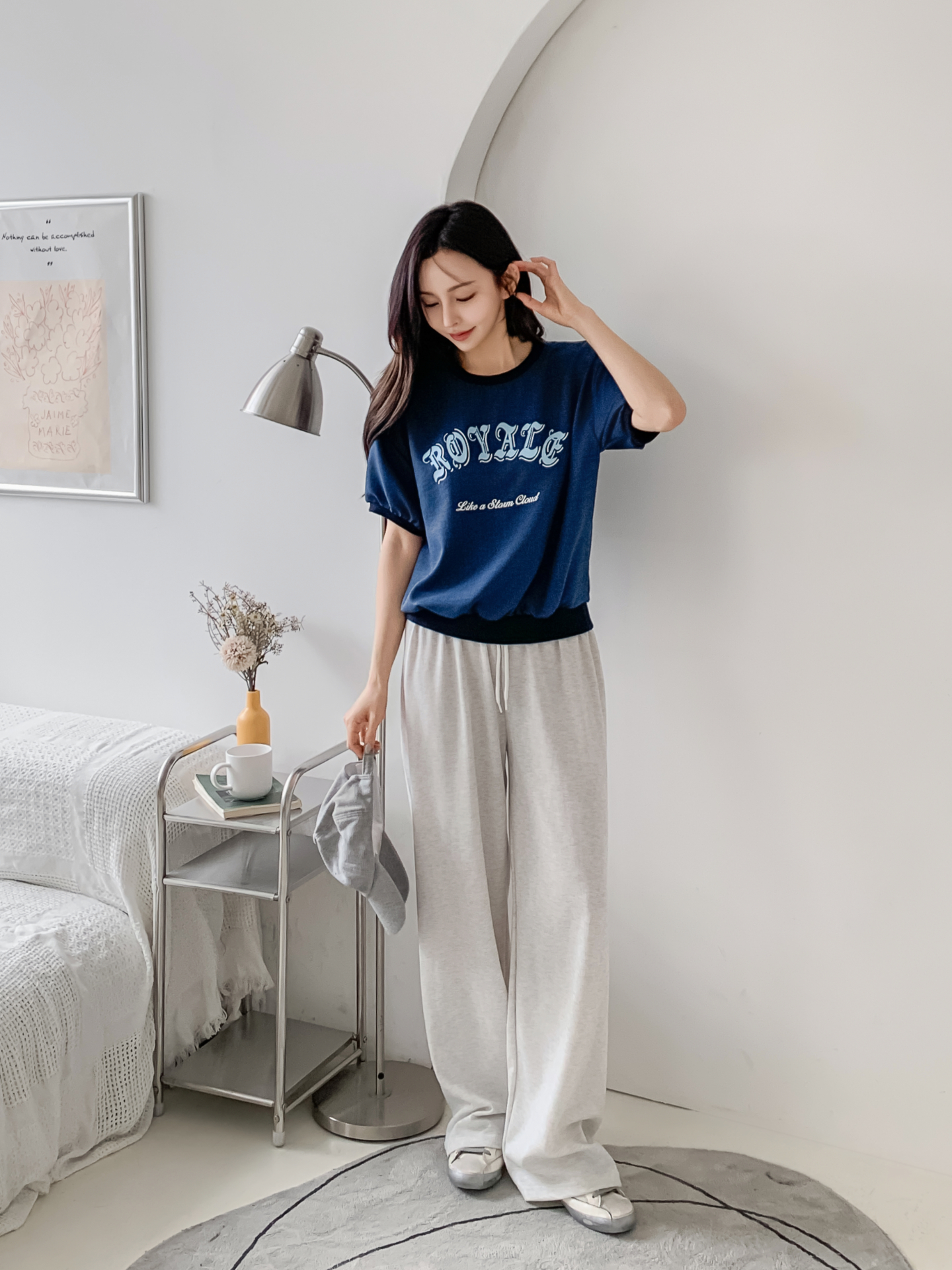 配色ルーズ半袖ドロップショルダーレタリングスウェット | 詳細画像26