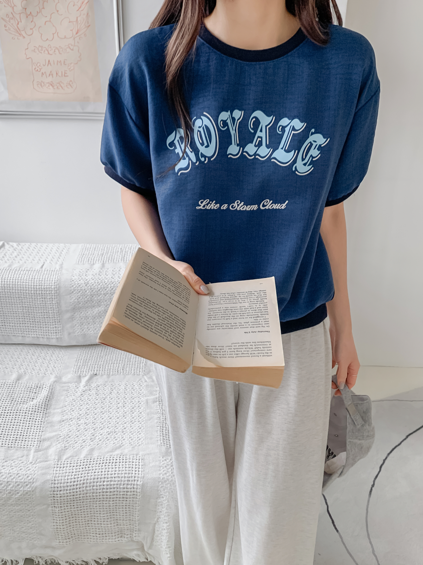 配色ルーズ半袖ドロップショルダーレタリングスウェット | 詳細画像29