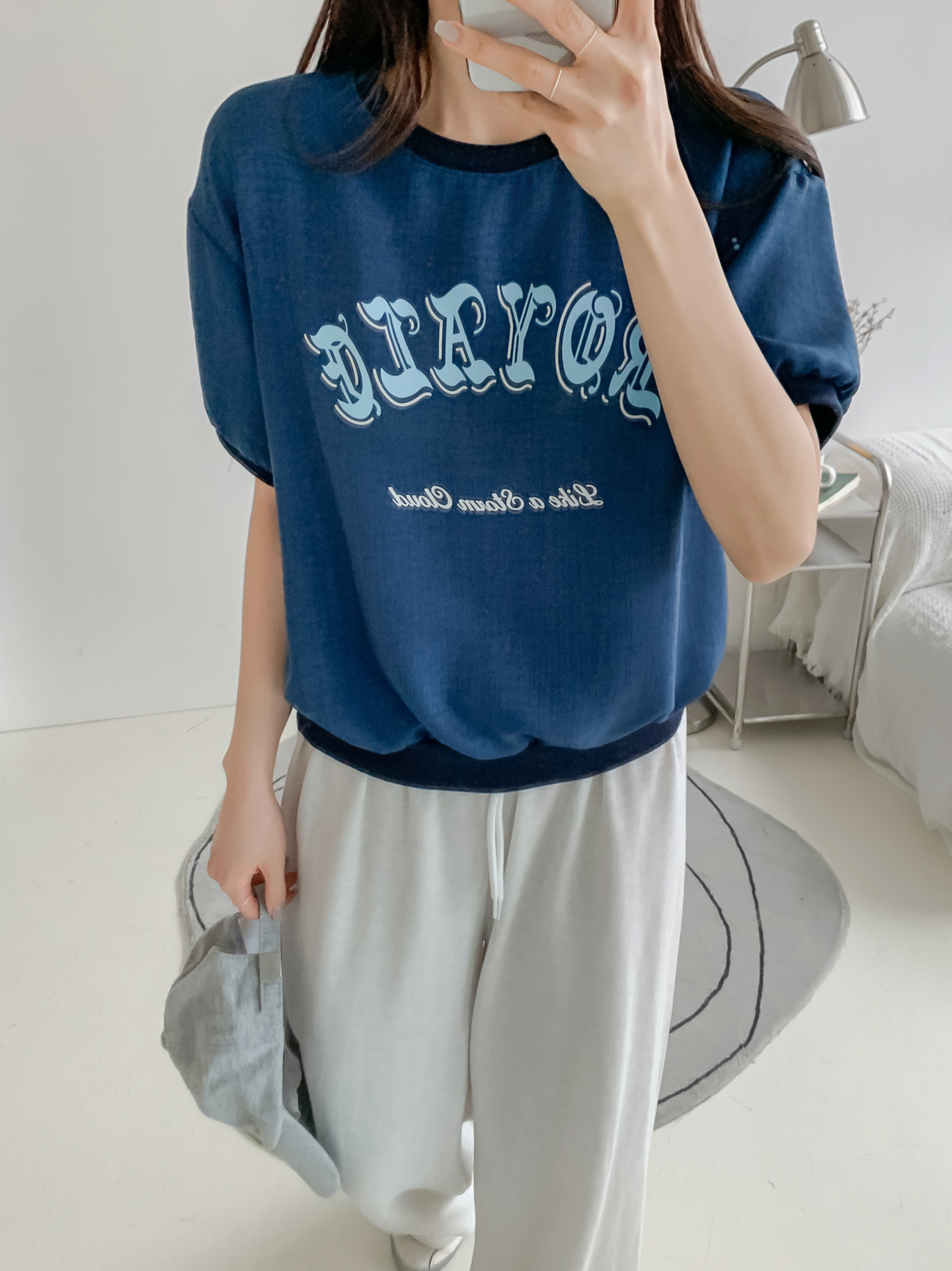 配色ルーズ半袖ドロップショルダーレタリングスウェット | 詳細画像32