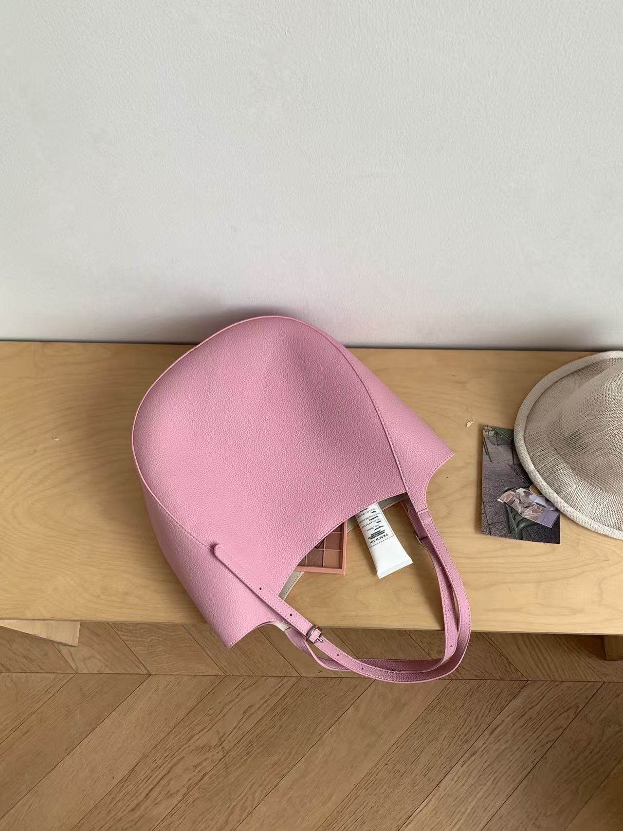 レザー調ビッグスナップボタン無地ショルダーバッグ | 詳細画像13