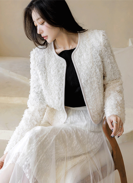 ◆le ciel a temps doux◆刺繍レースジャケット　オフホワイト ◇le ciel a temps doux◇刺繍レースジャケット オフホワイト 【公式通販】