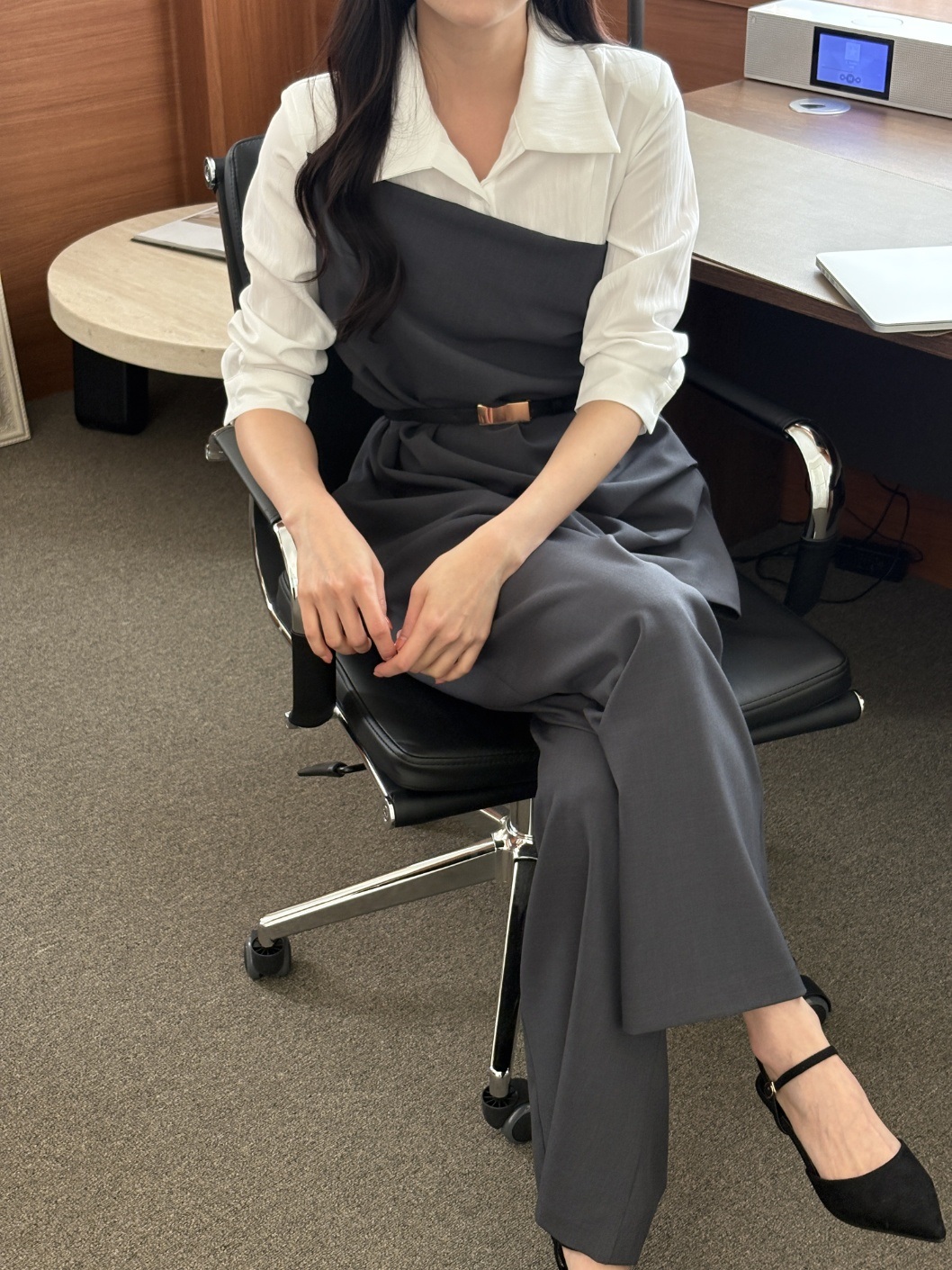 コンビドレープカラーアンバランス7分袖オールインワンベルト付 | 詳細画像3