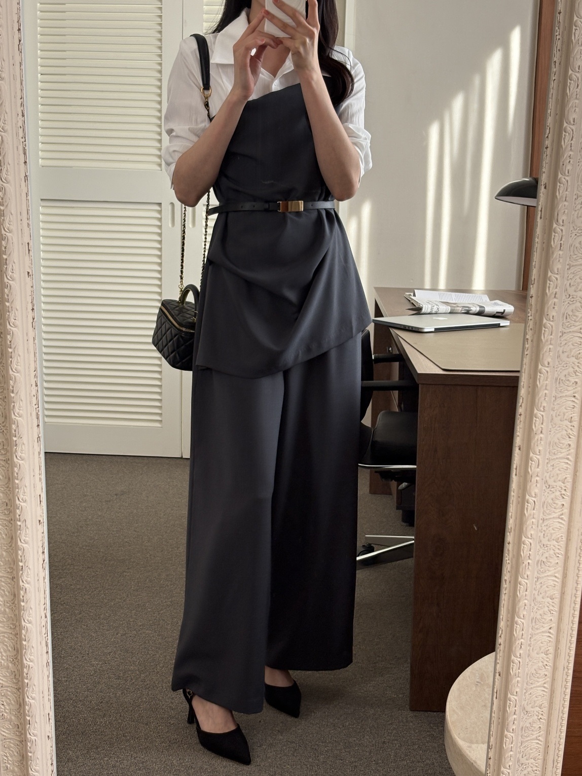 コンビドレープカラーアンバランス7分袖オールインワンベルト付 | 詳細画像10