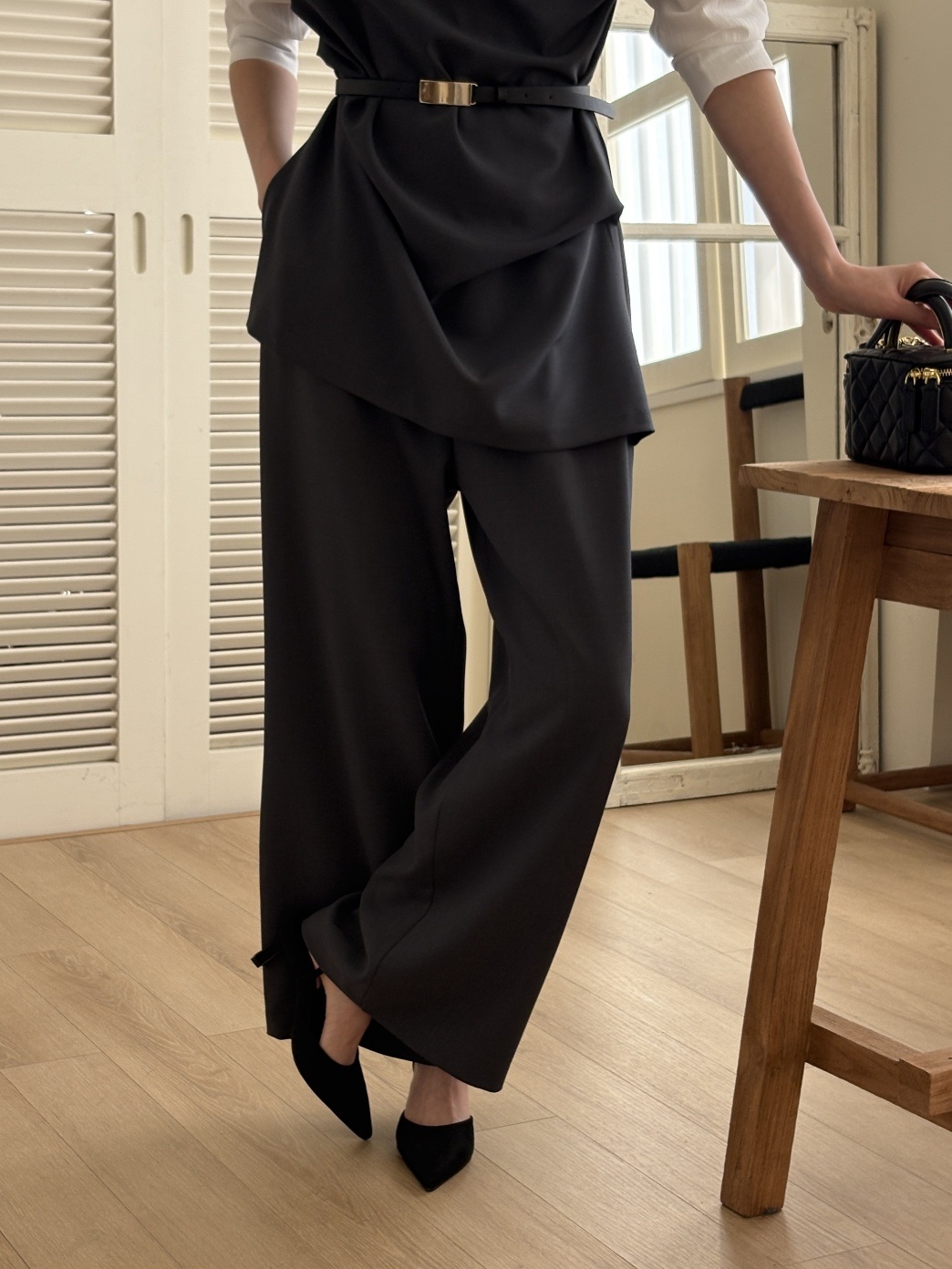 コンビドレープカラーアンバランス7分袖オールインワンベルト付 | 詳細画像17