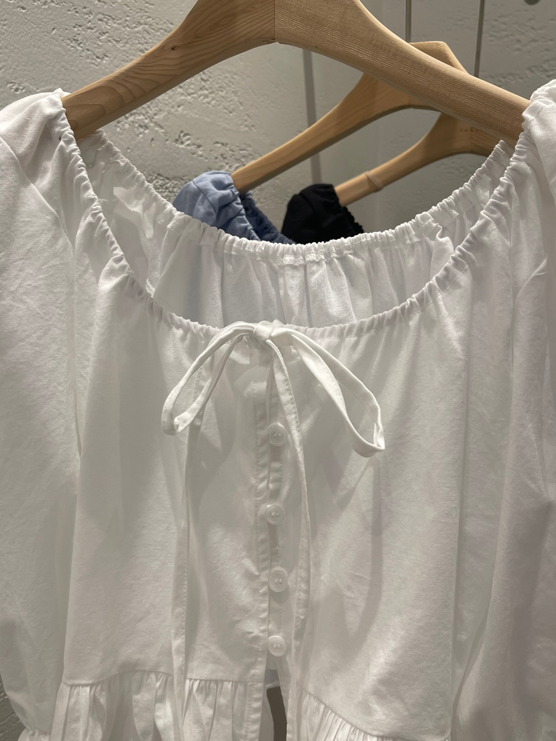 コットンボタンフリルクロップド7分袖リボンブラウス | 詳細画像22