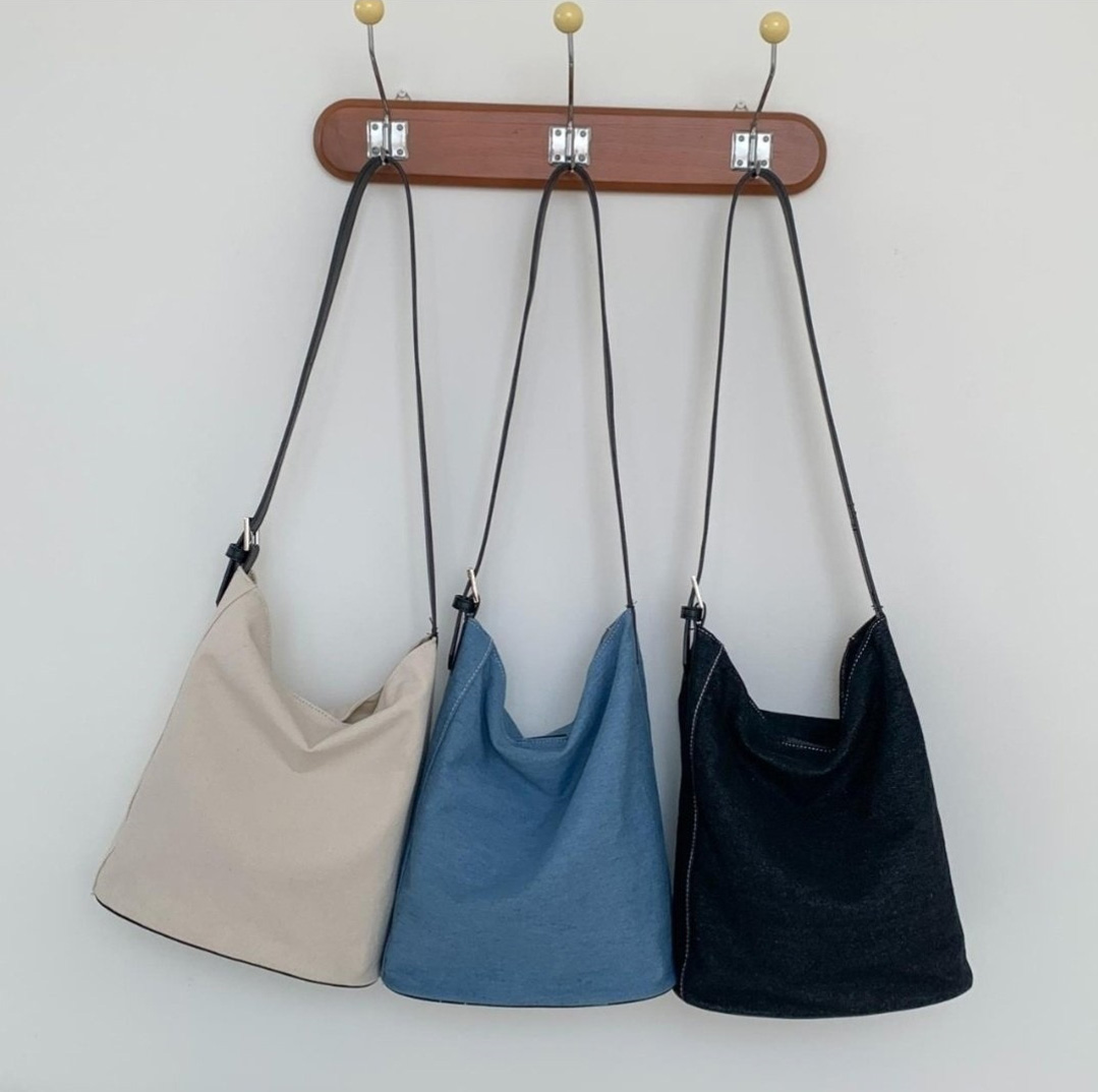 デニムビッグ無地ショルダーバッグ | 詳細画像2