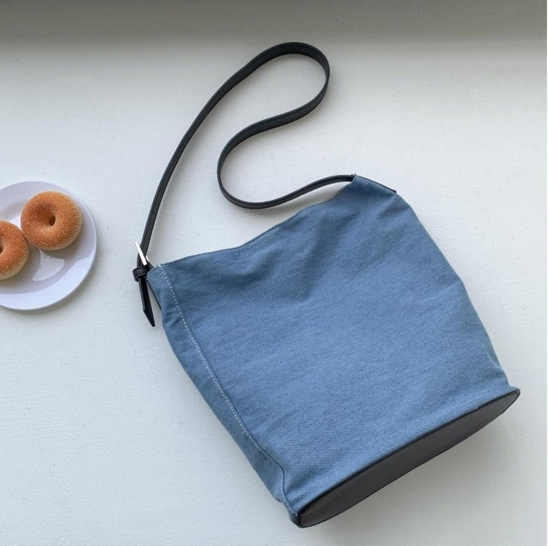 デニムビッグ無地ショルダーバッグ | 詳細画像5