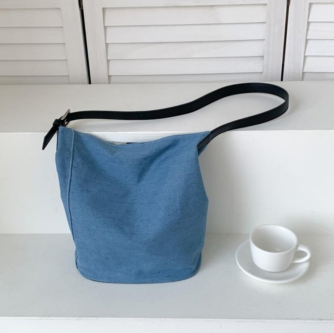 デニムビッグ無地ショルダーバッグ | 詳細画像6