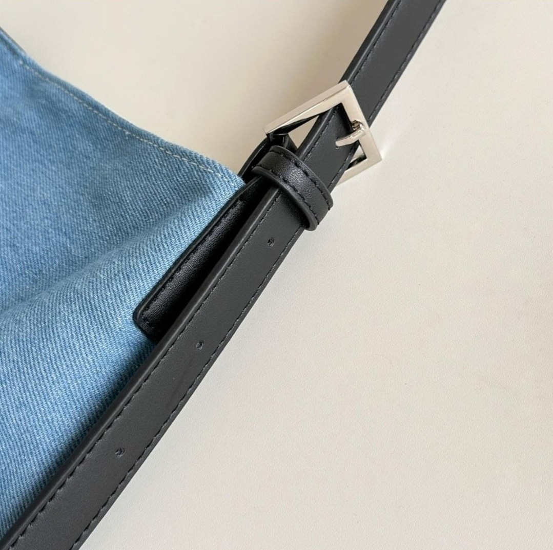 デニムビッグ無地ショルダーバッグ | 詳細画像7