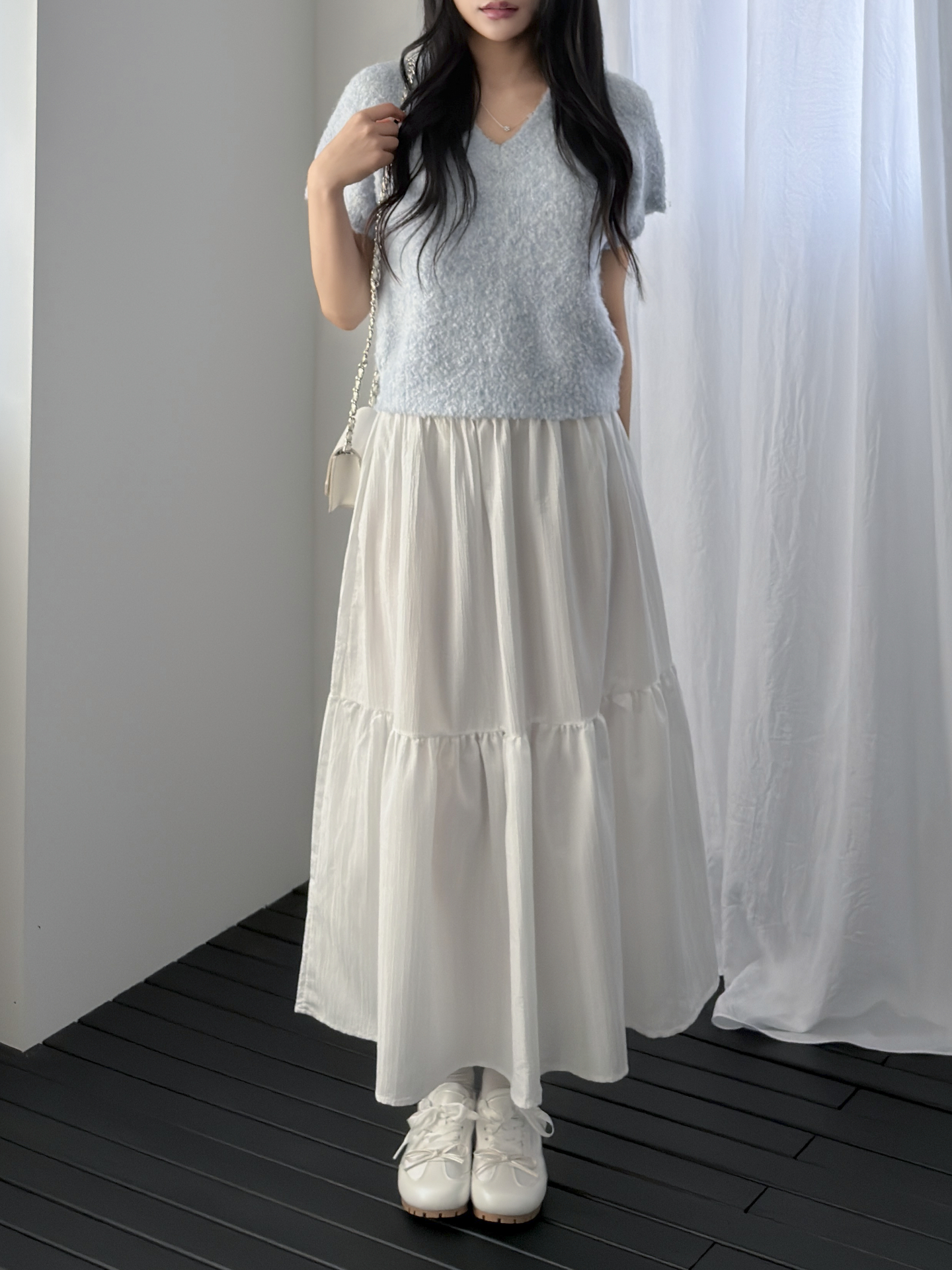 ティアードウエストゴムロングAラインスカート | 詳細画像2