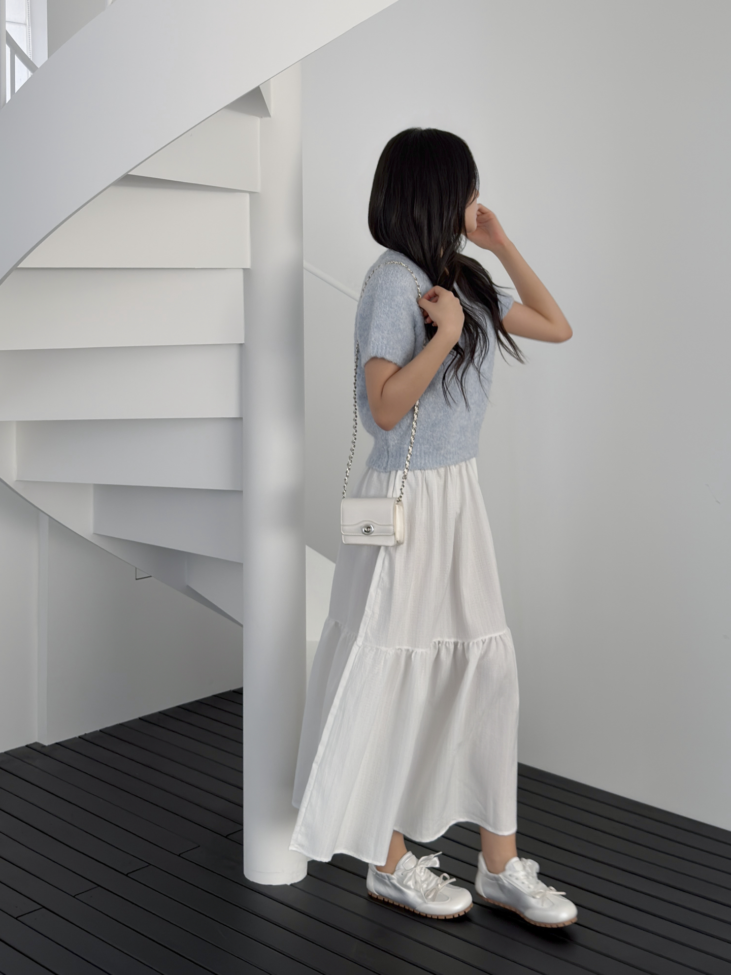 ティアードウエストゴムロングAラインスカート | 詳細画像8