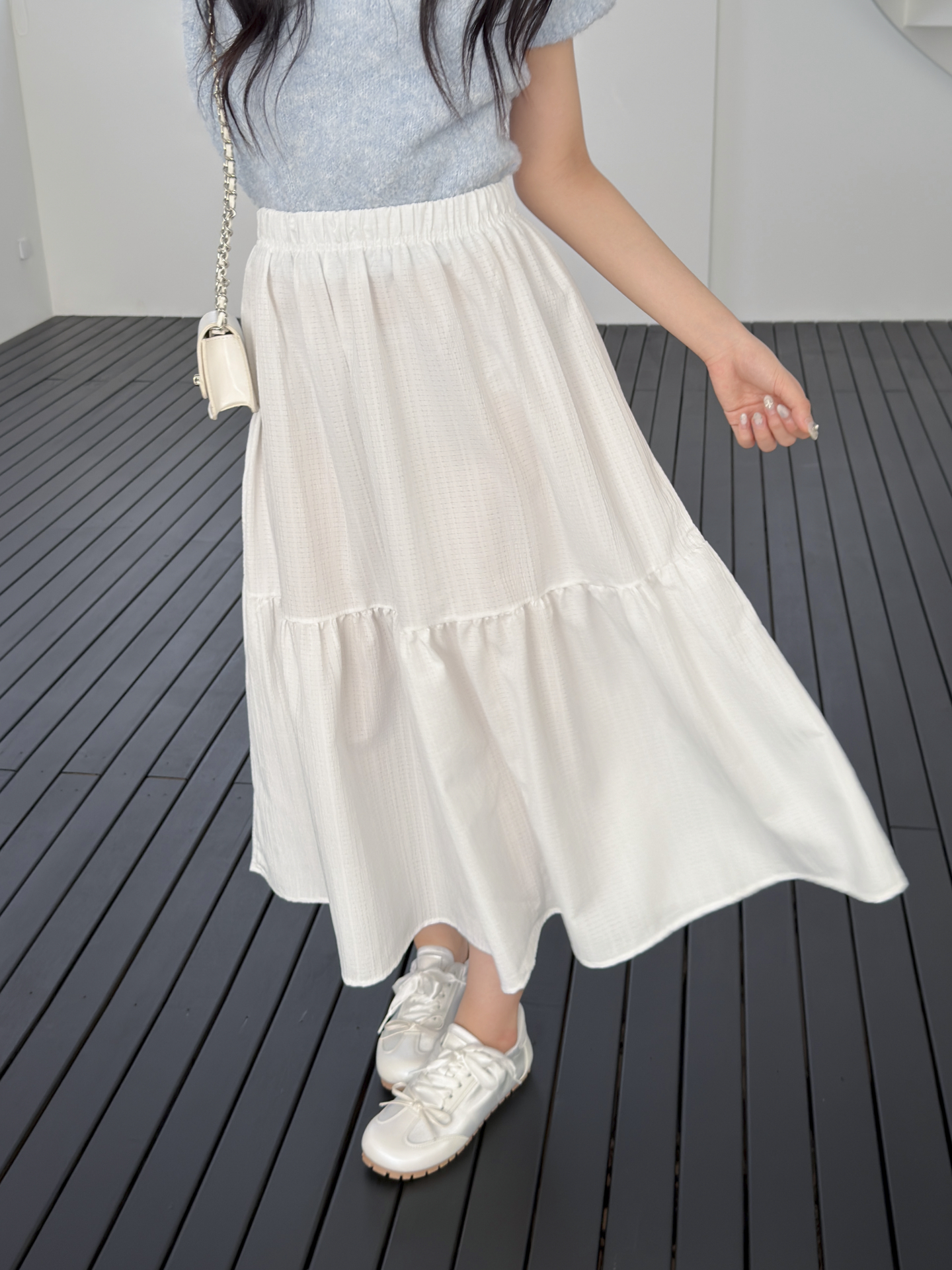 ティアードウエストゴムロングAラインスカート | 詳細画像10