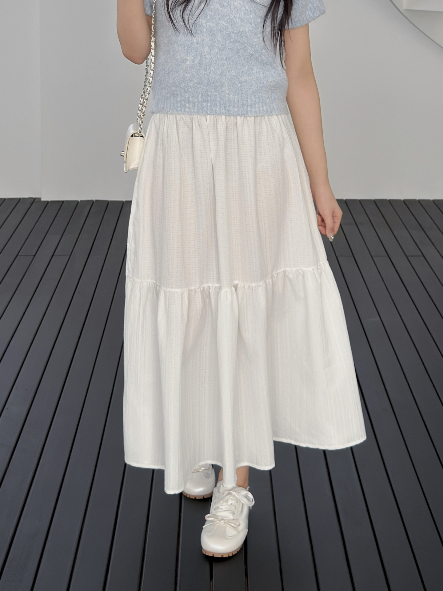 ティアードウエストゴムロングAラインスカート | 詳細画像13