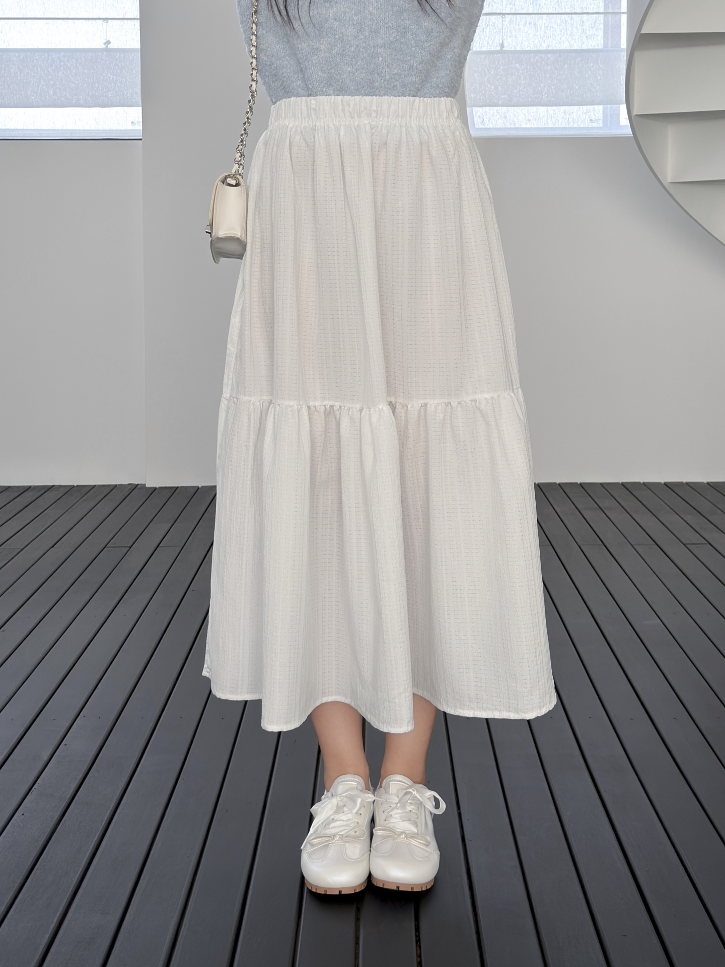 ティアードウエストゴムロングAラインスカート | 詳細画像14
