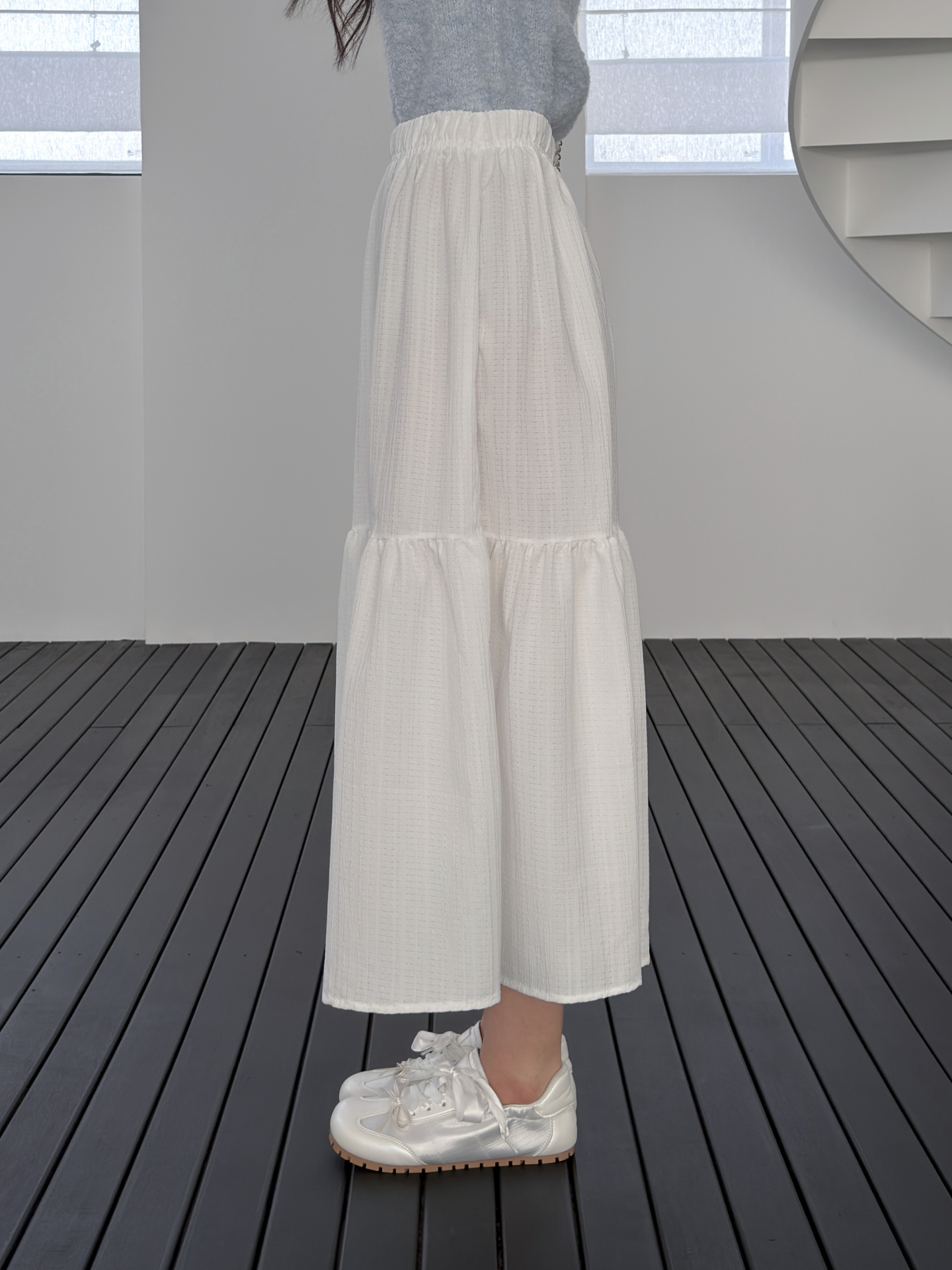 ティアードウエストゴムロングAラインスカート | 詳細画像15