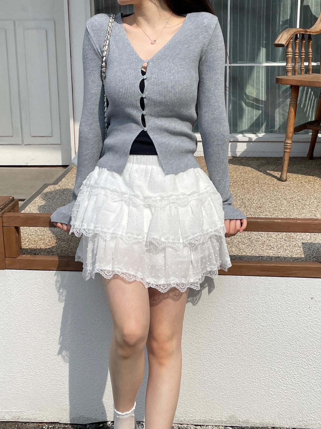 リブボタンVネックスリムカーディガン | 詳細画像16